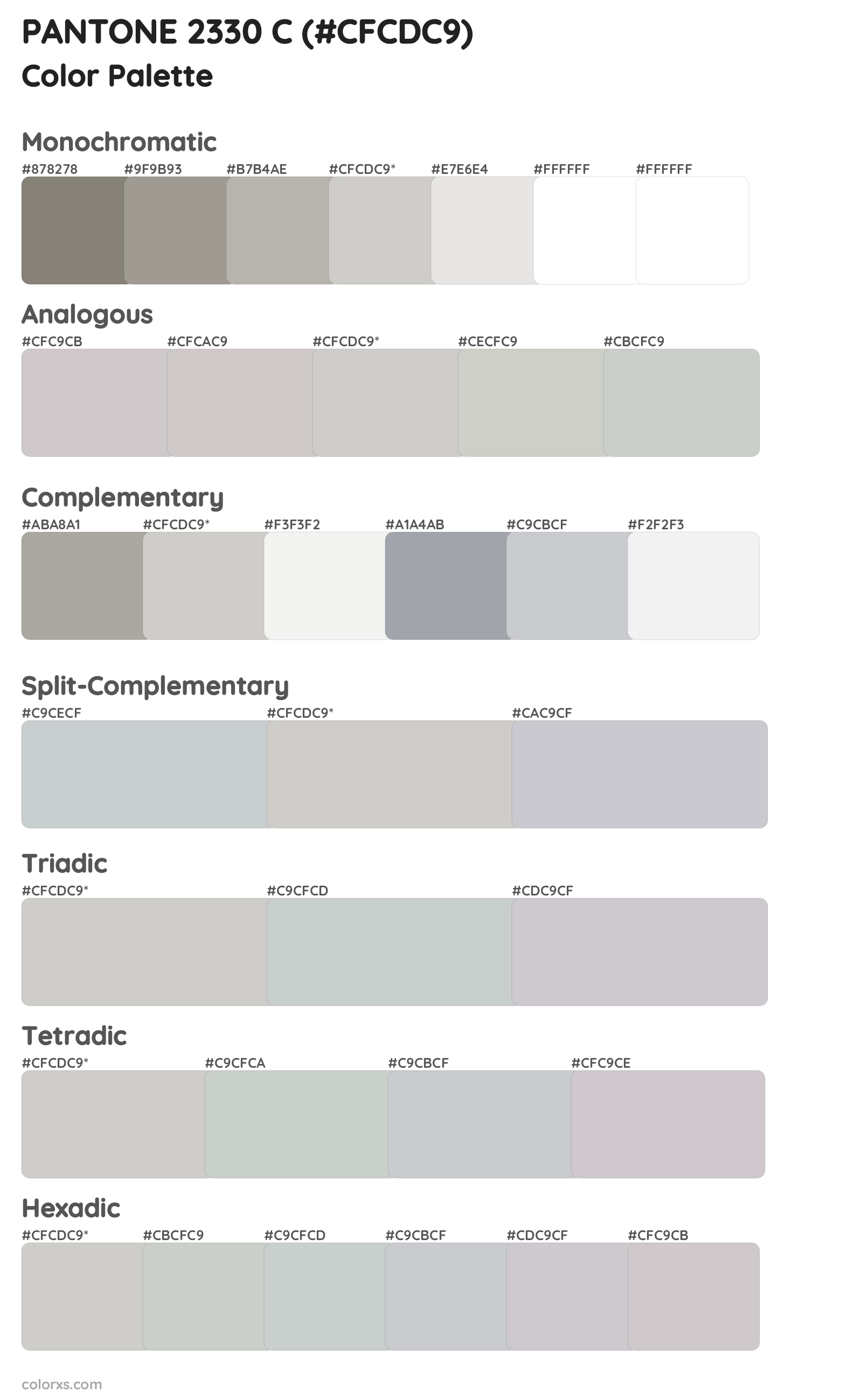PANTONE 2330 C Color Scheme Palettes