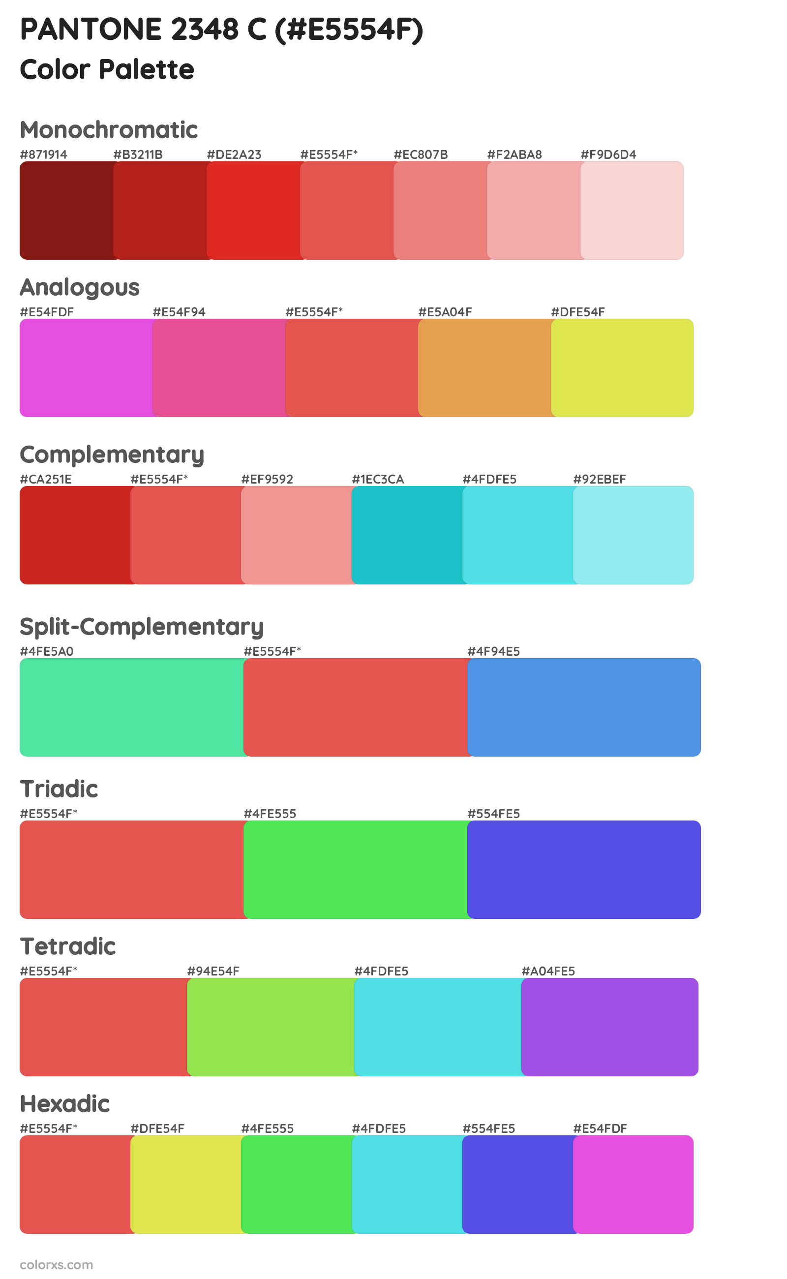 PANTONE 2348 C Color Scheme Palettes