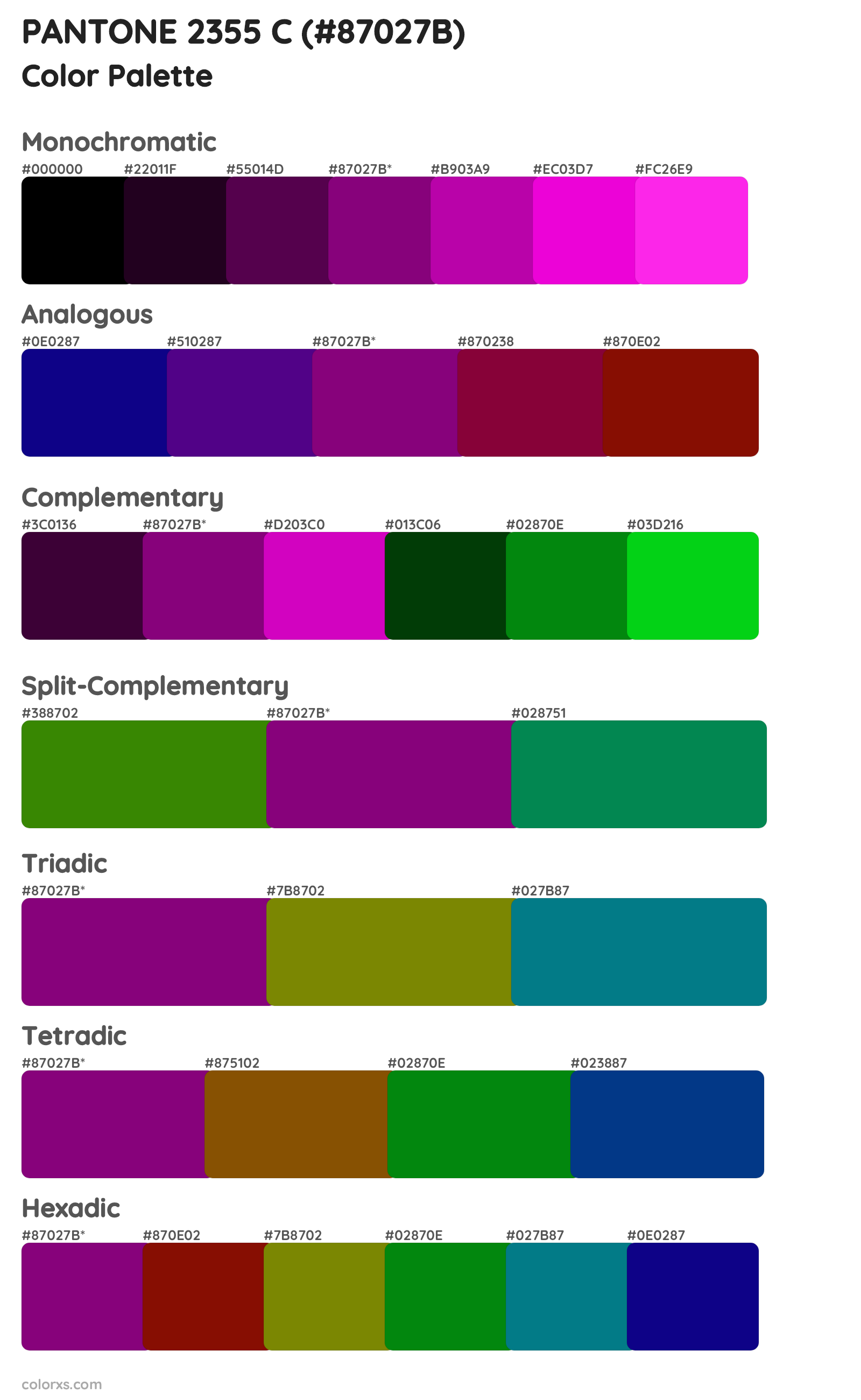 PANTONE 2355 C Color Scheme Palettes
