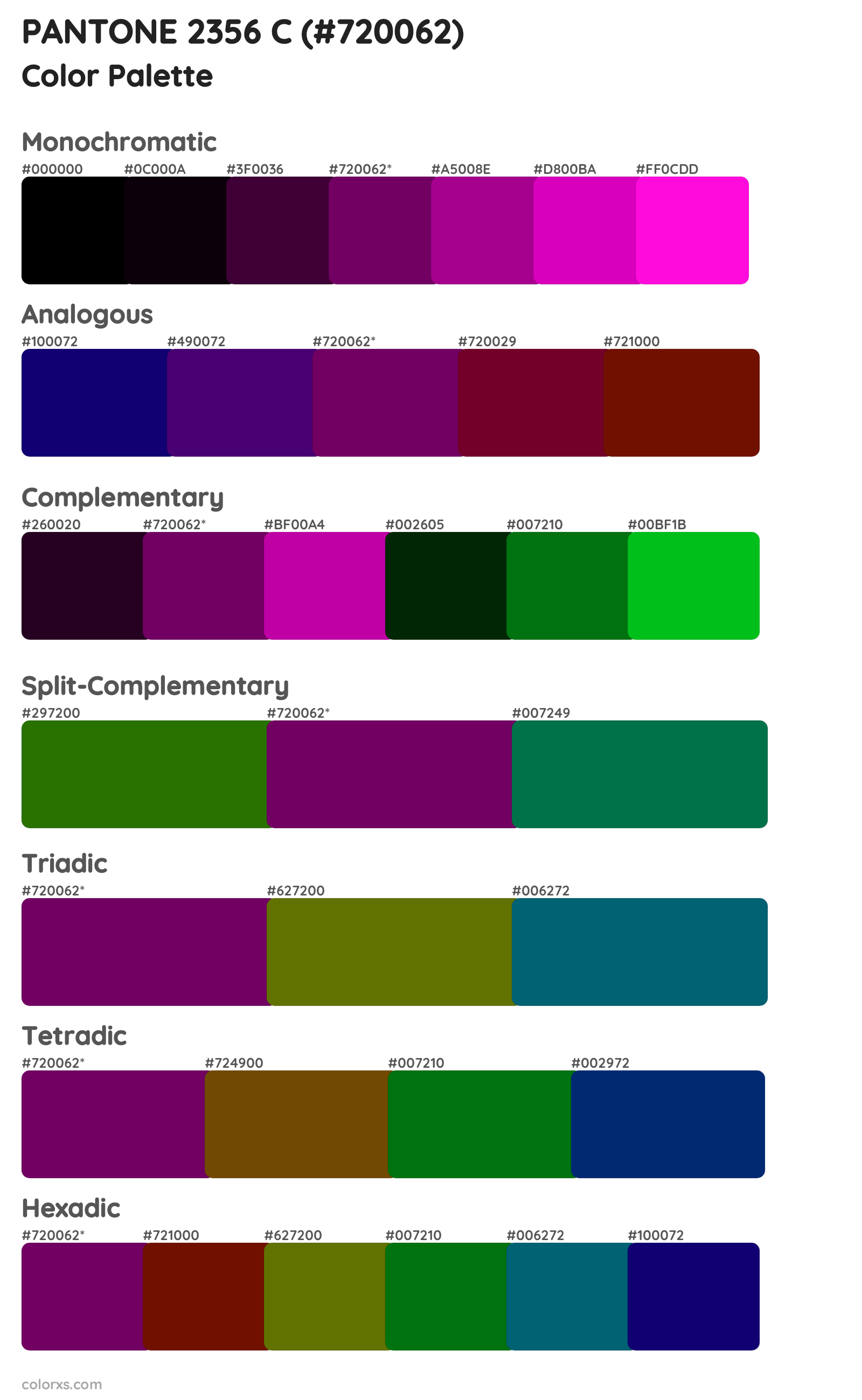PANTONE 2356 C Color Scheme Palettes