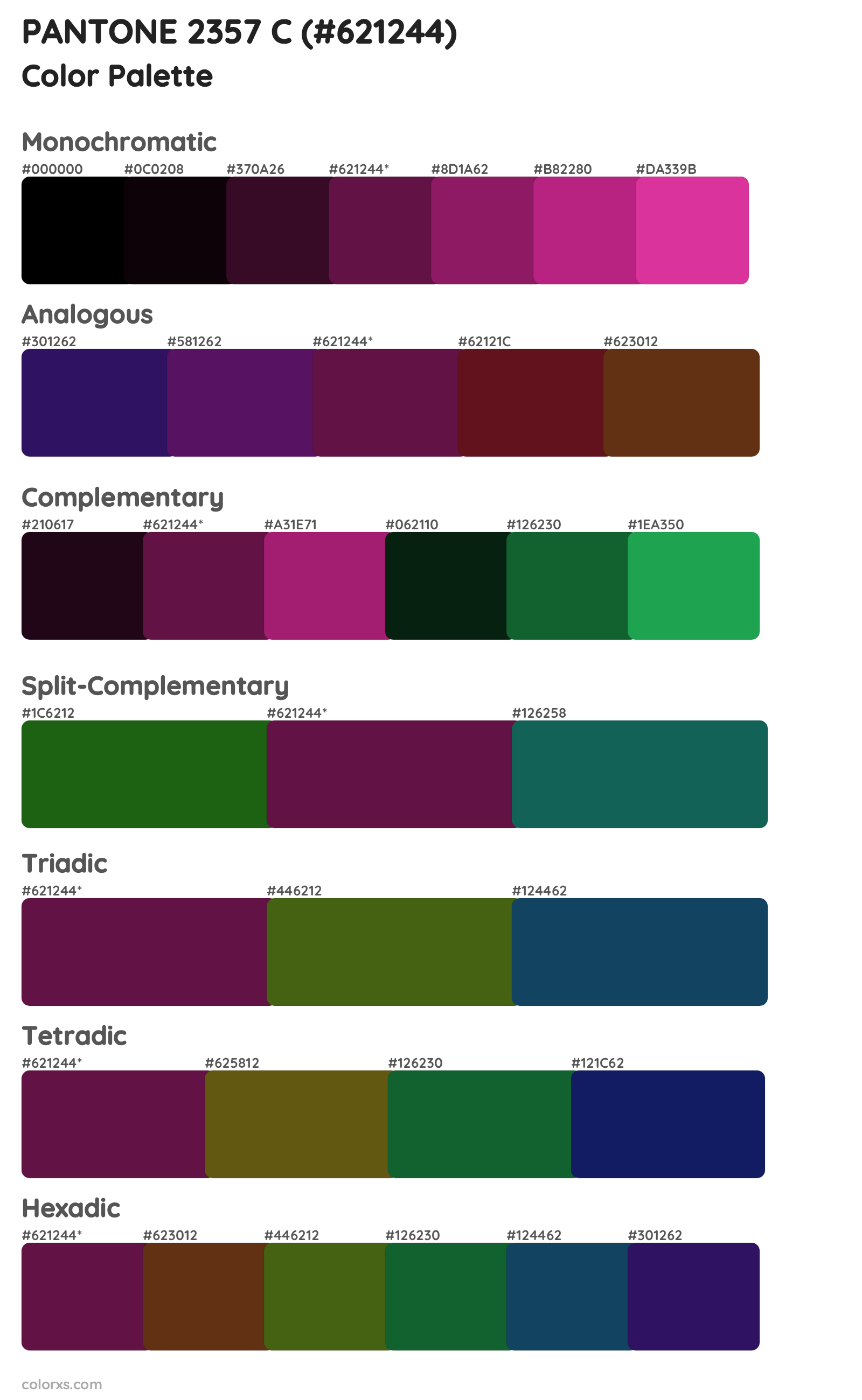 PANTONE 2357 C Color Scheme Palettes