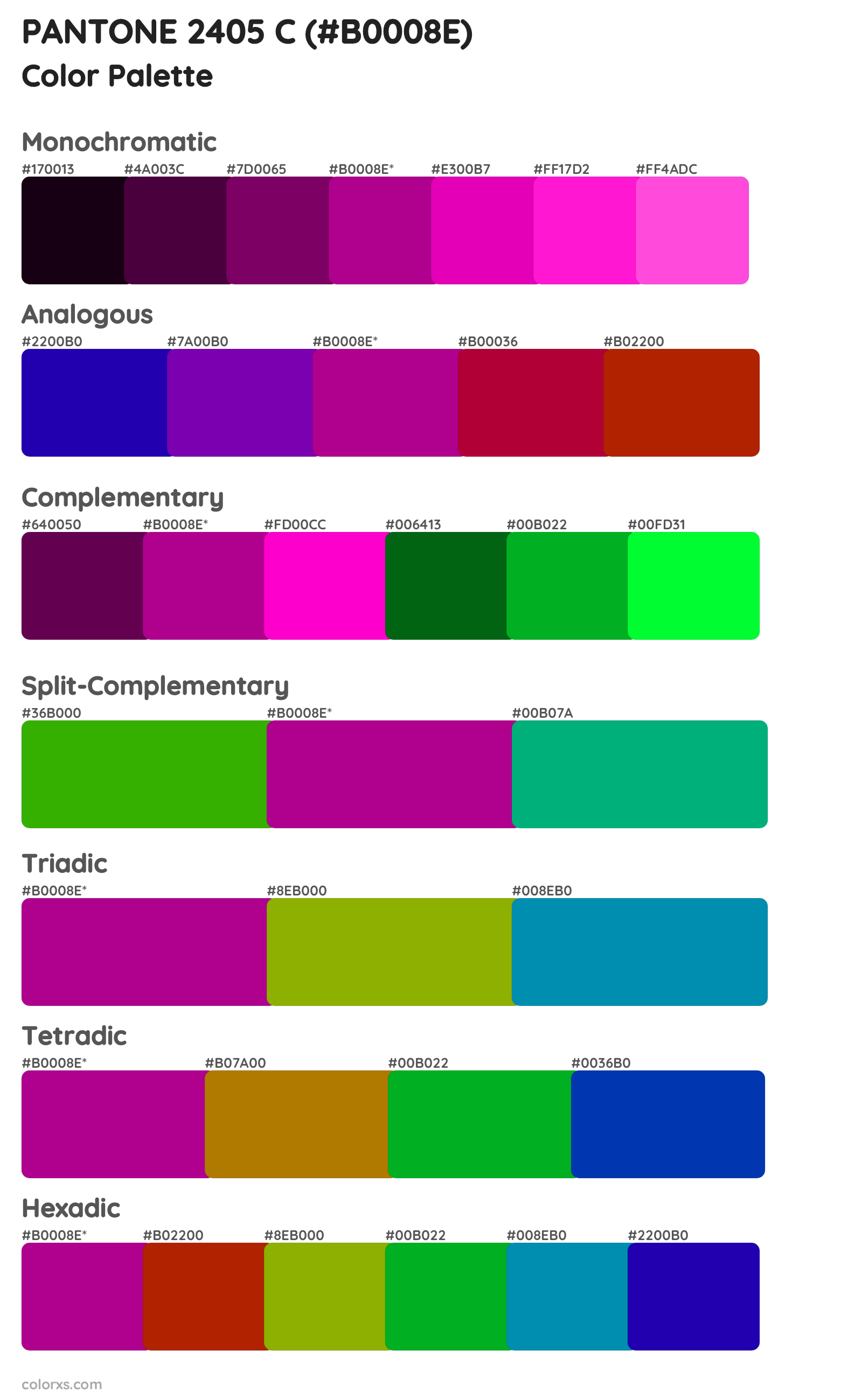 PANTONE 2405 C Color Scheme Palettes