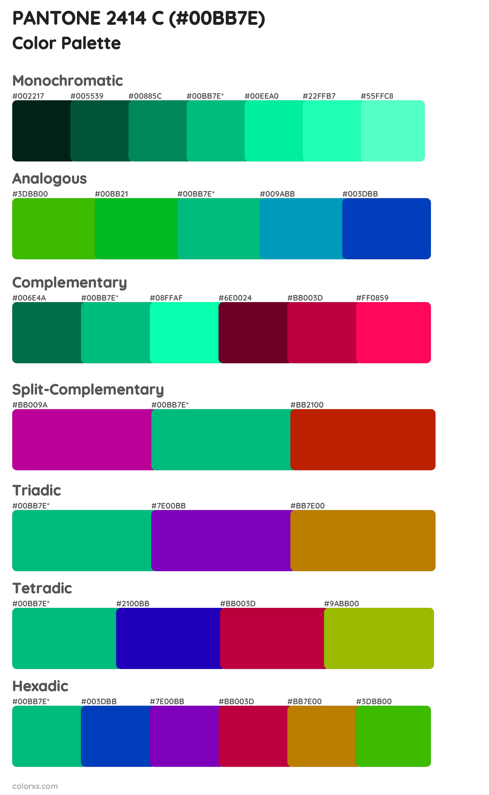 PANTONE 2414 C Color Scheme Palettes