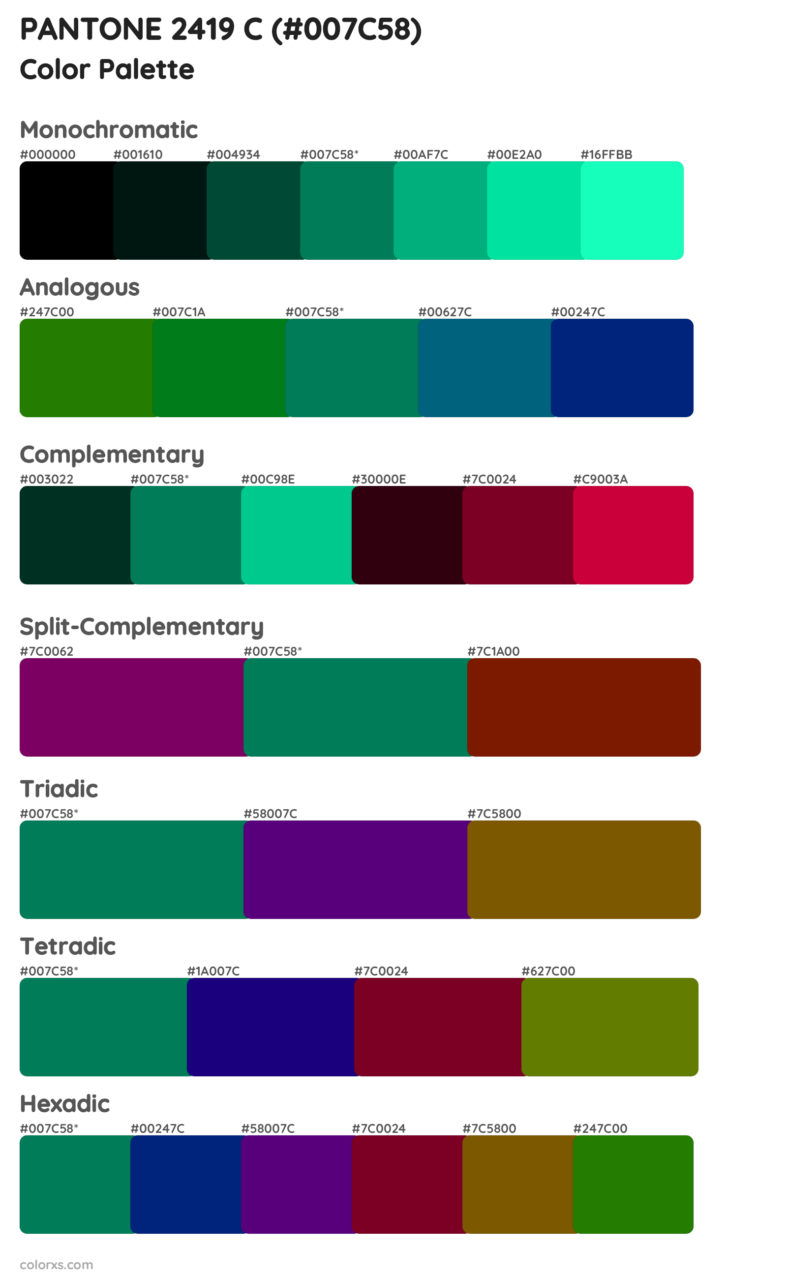 PANTONE 2419 C Color Scheme Palettes