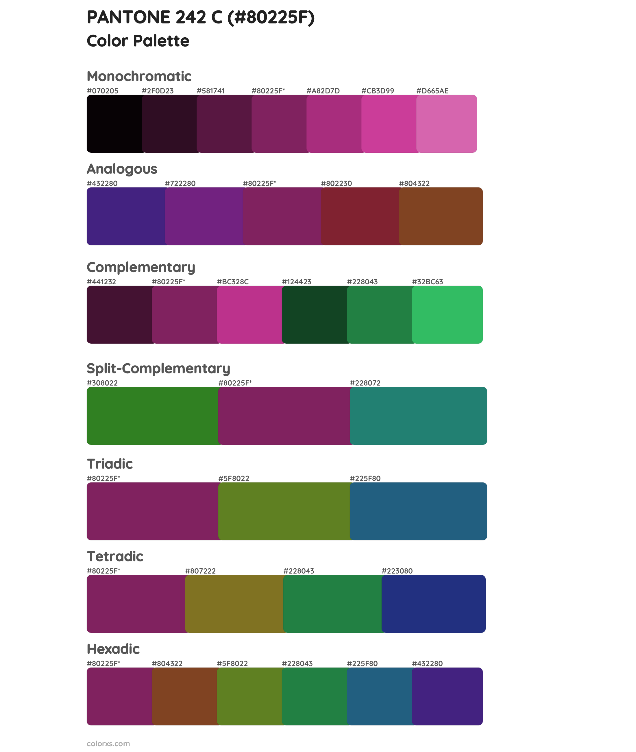 PANTONE 242 C Color Scheme Palettes