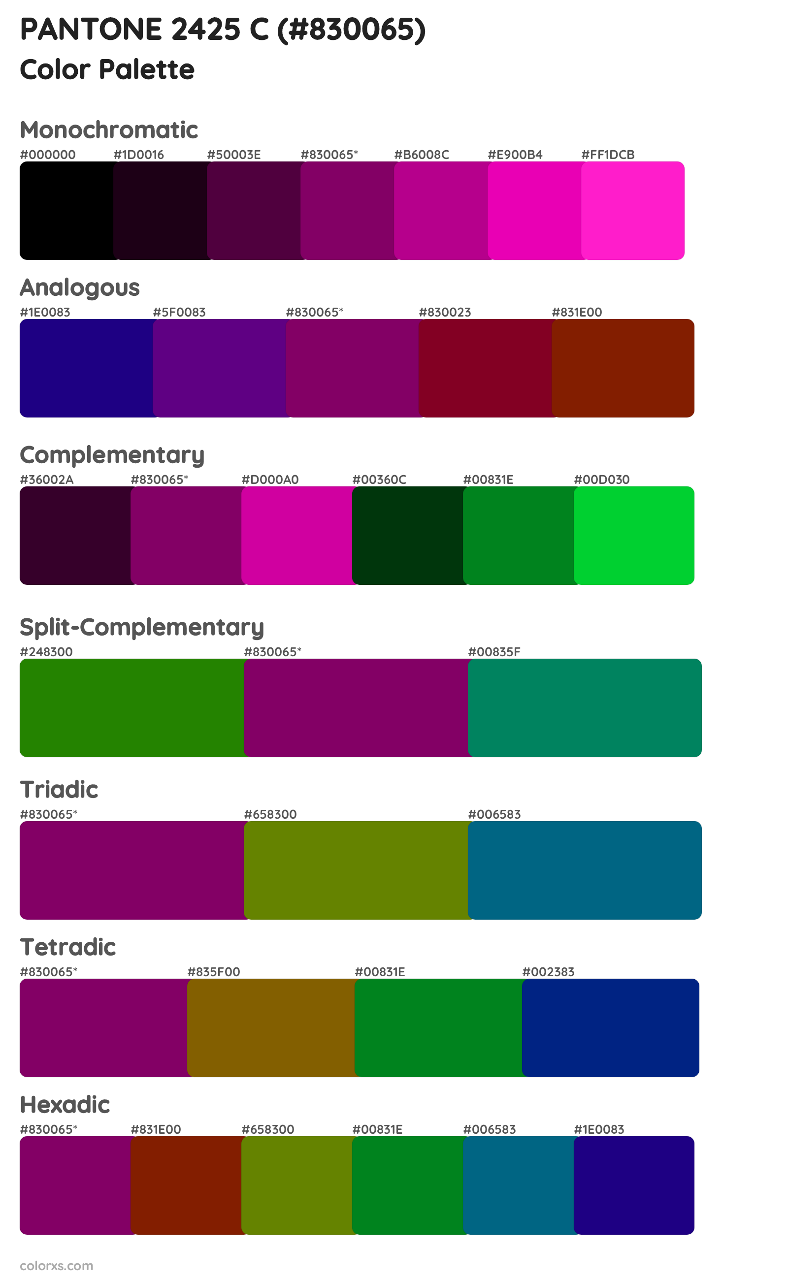PANTONE 2425 C Color Scheme Palettes