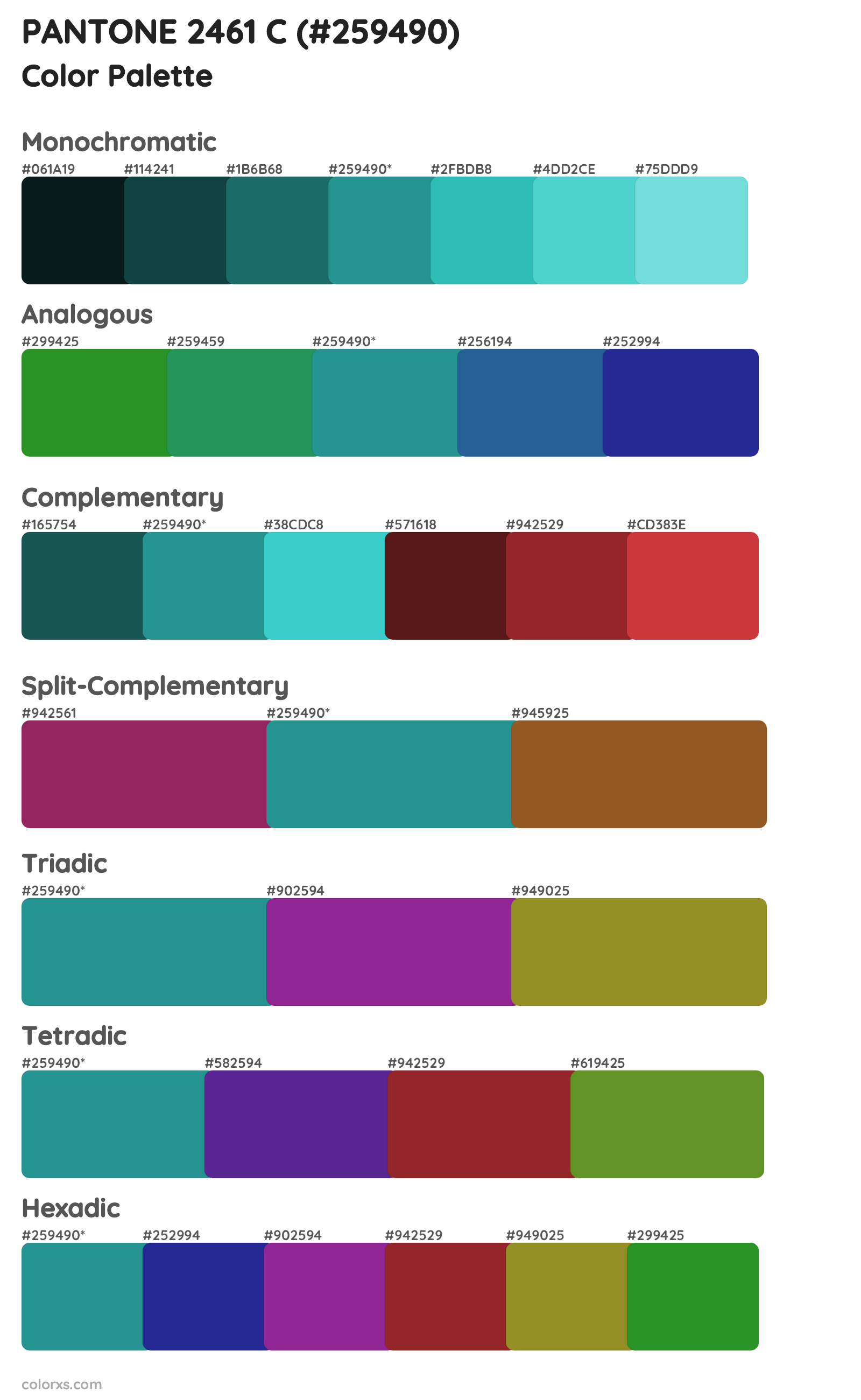 PANTONE 2461 C Color Scheme Palettes