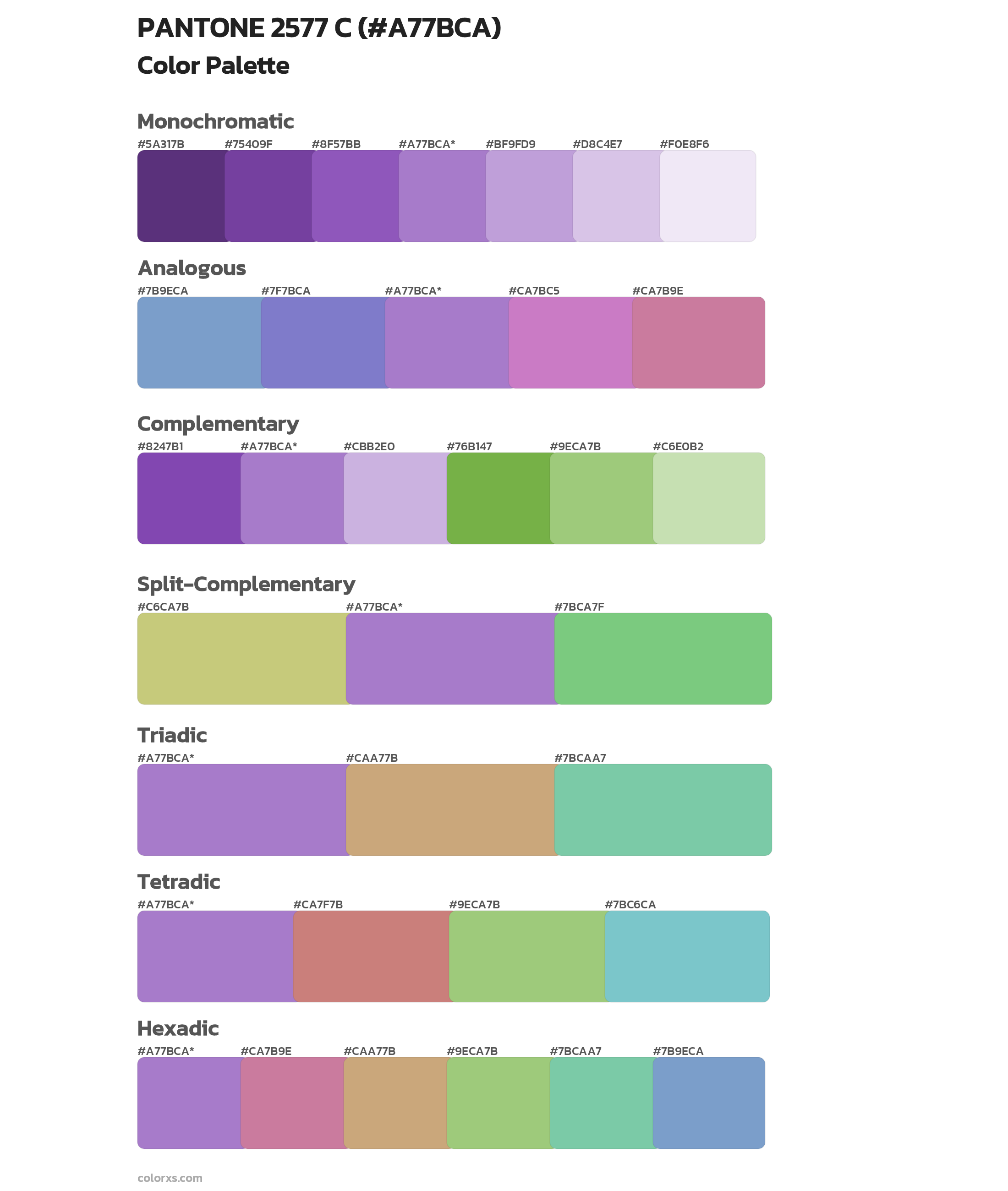 PANTONE 2577 C Color Scheme Palettes