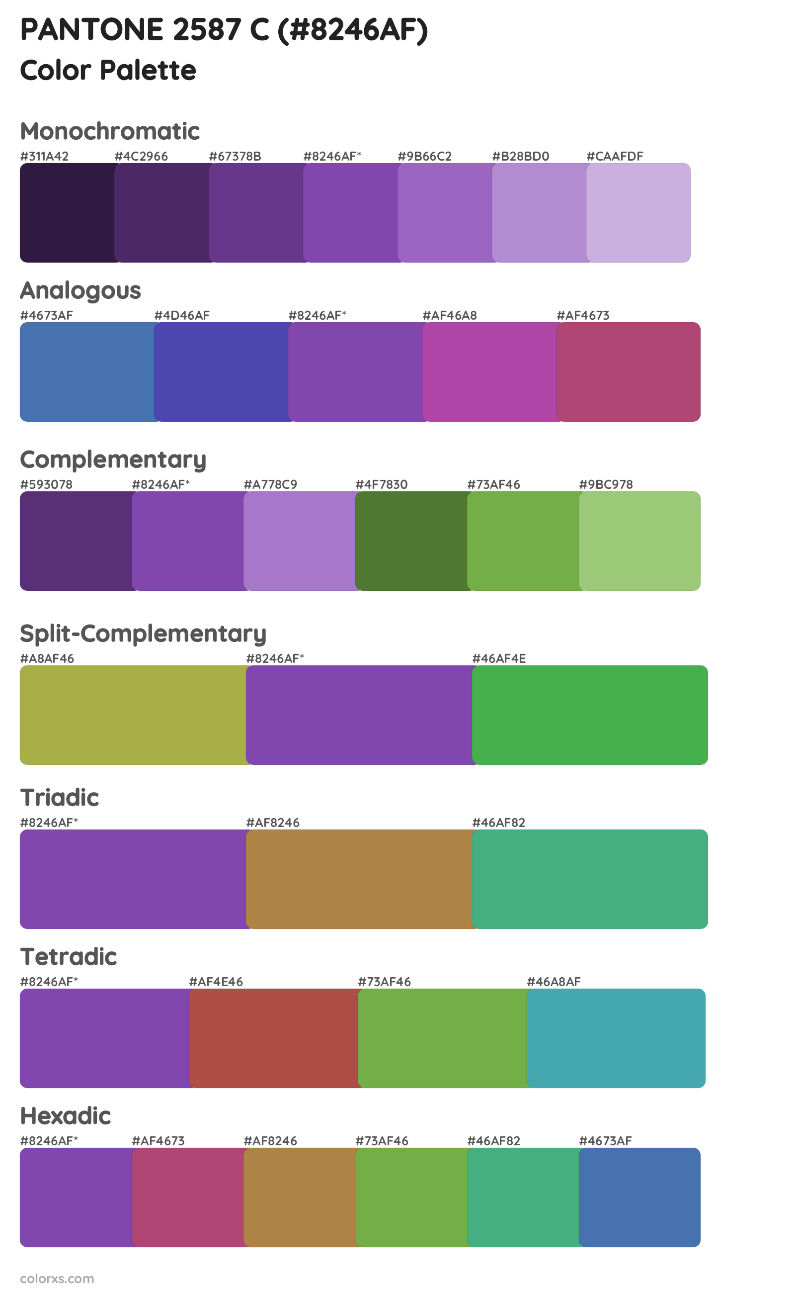 PANTONE 2587 C Color Scheme Palettes