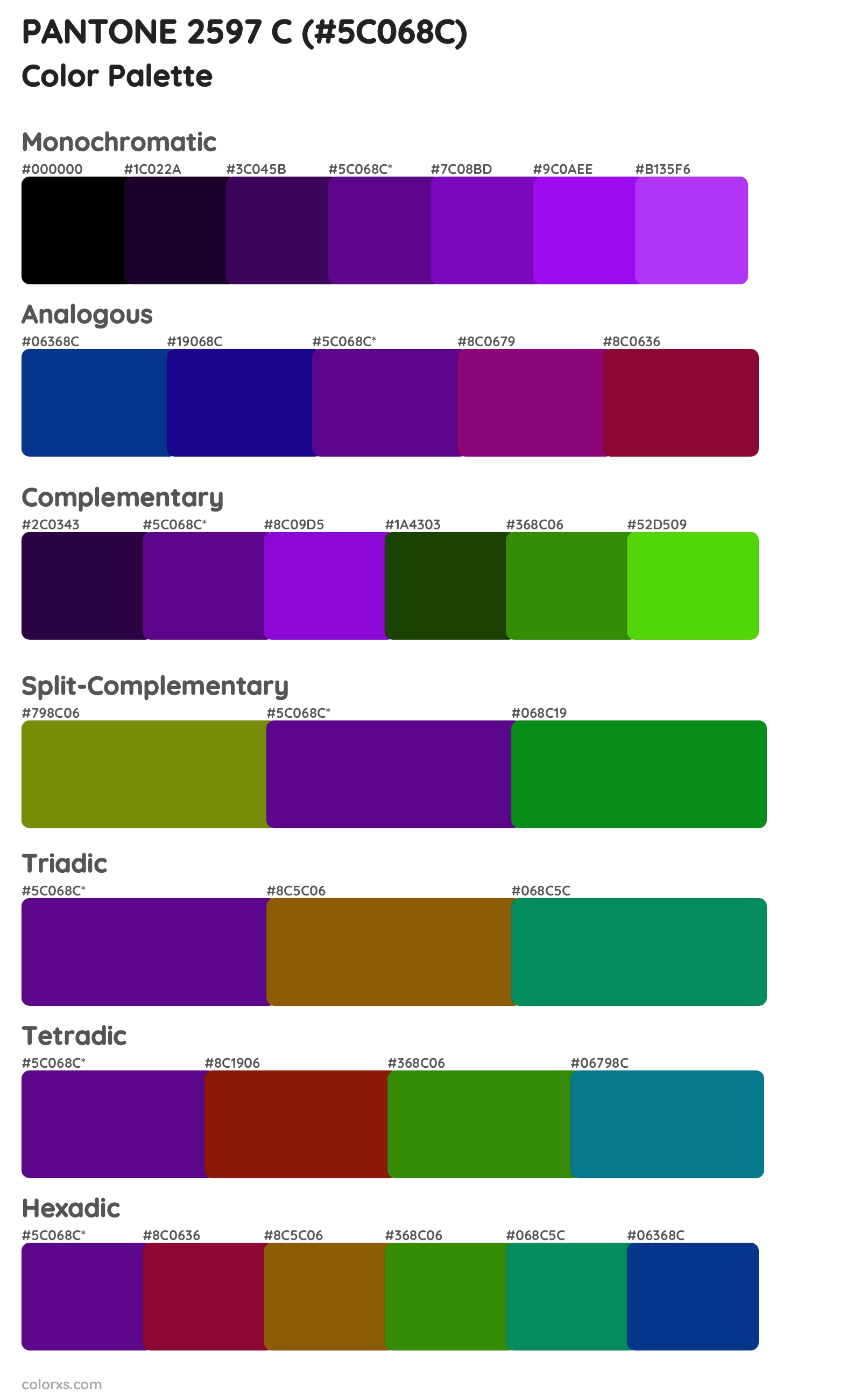 PANTONE 2597 C Color Scheme Palettes
