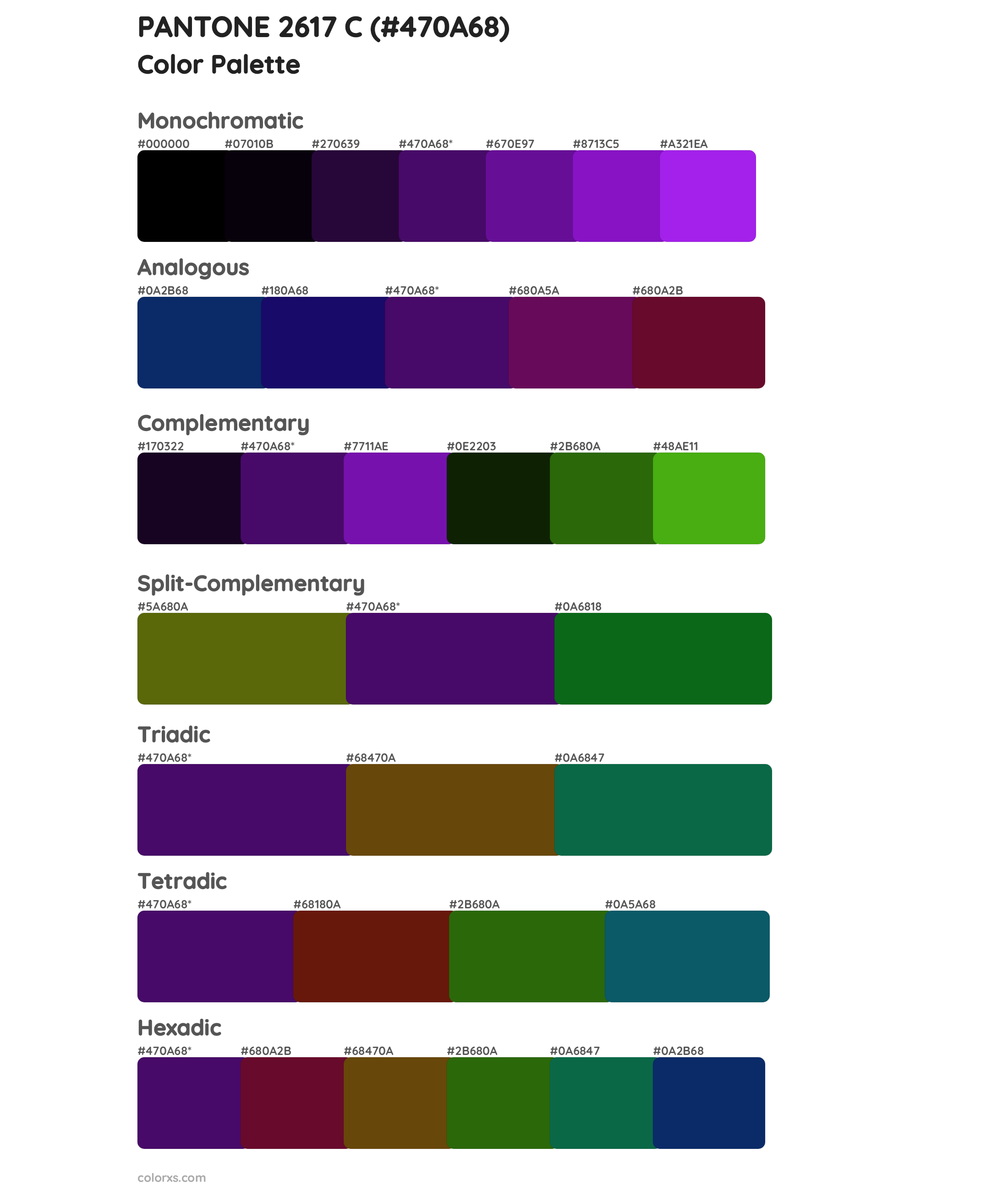 PANTONE 2617 C Color Scheme Palettes