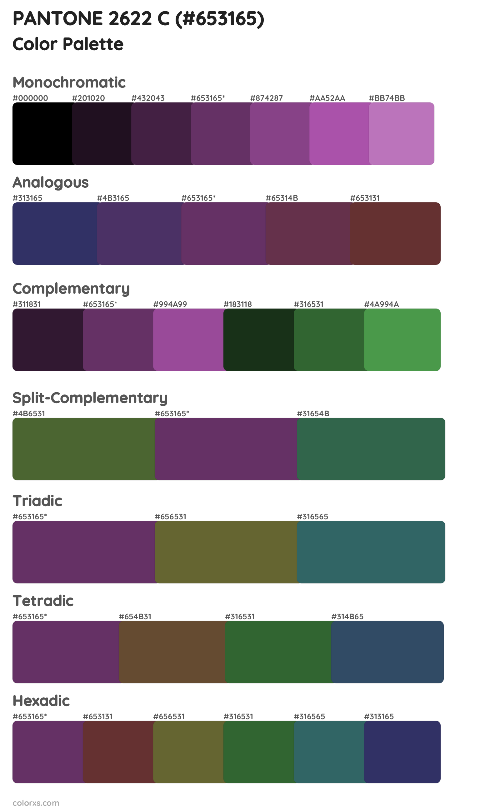 PANTONE 2622 C Color Scheme Palettes