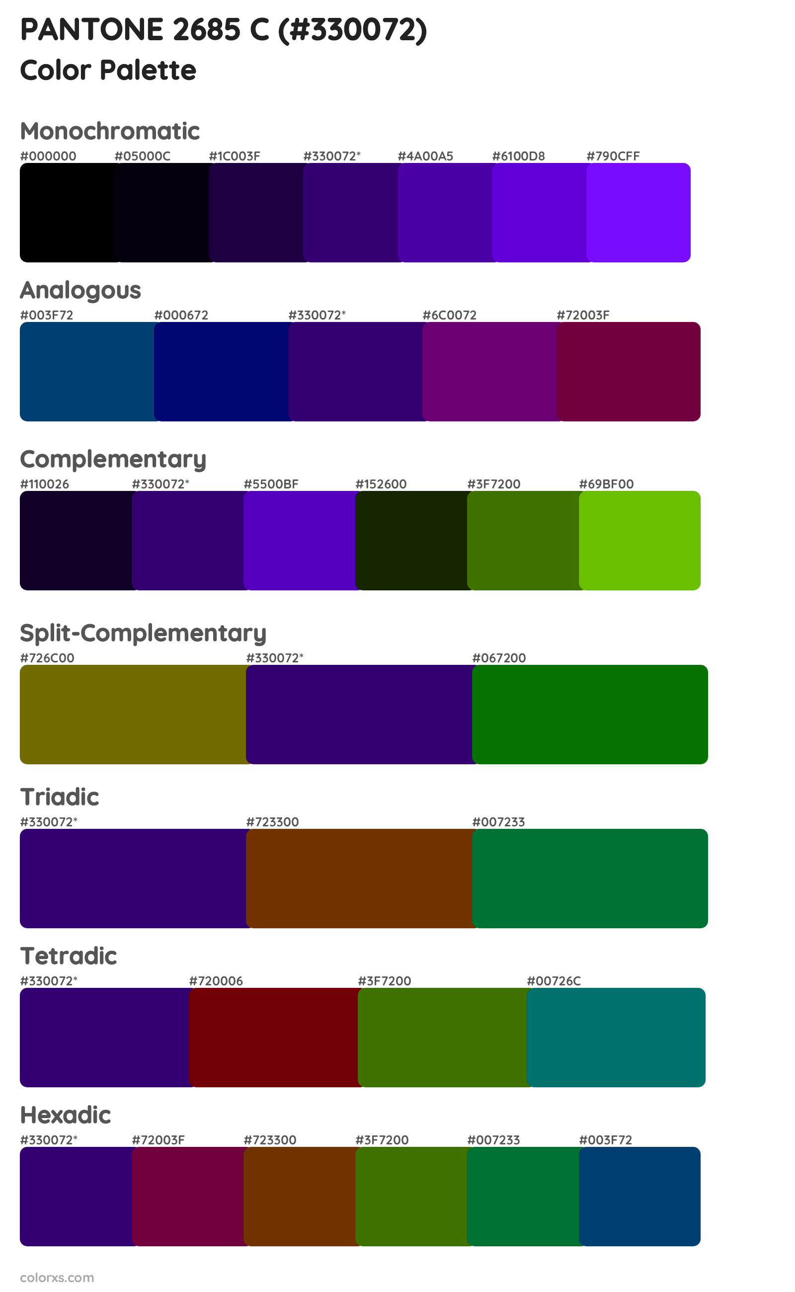 PANTONE 2685 C Color Scheme Palettes