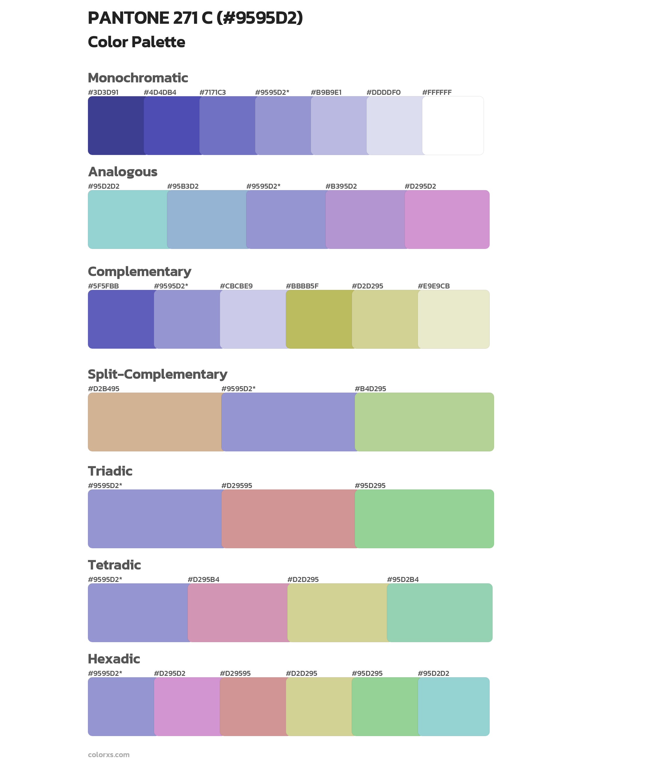 PANTONE 271 C Color Scheme Palettes