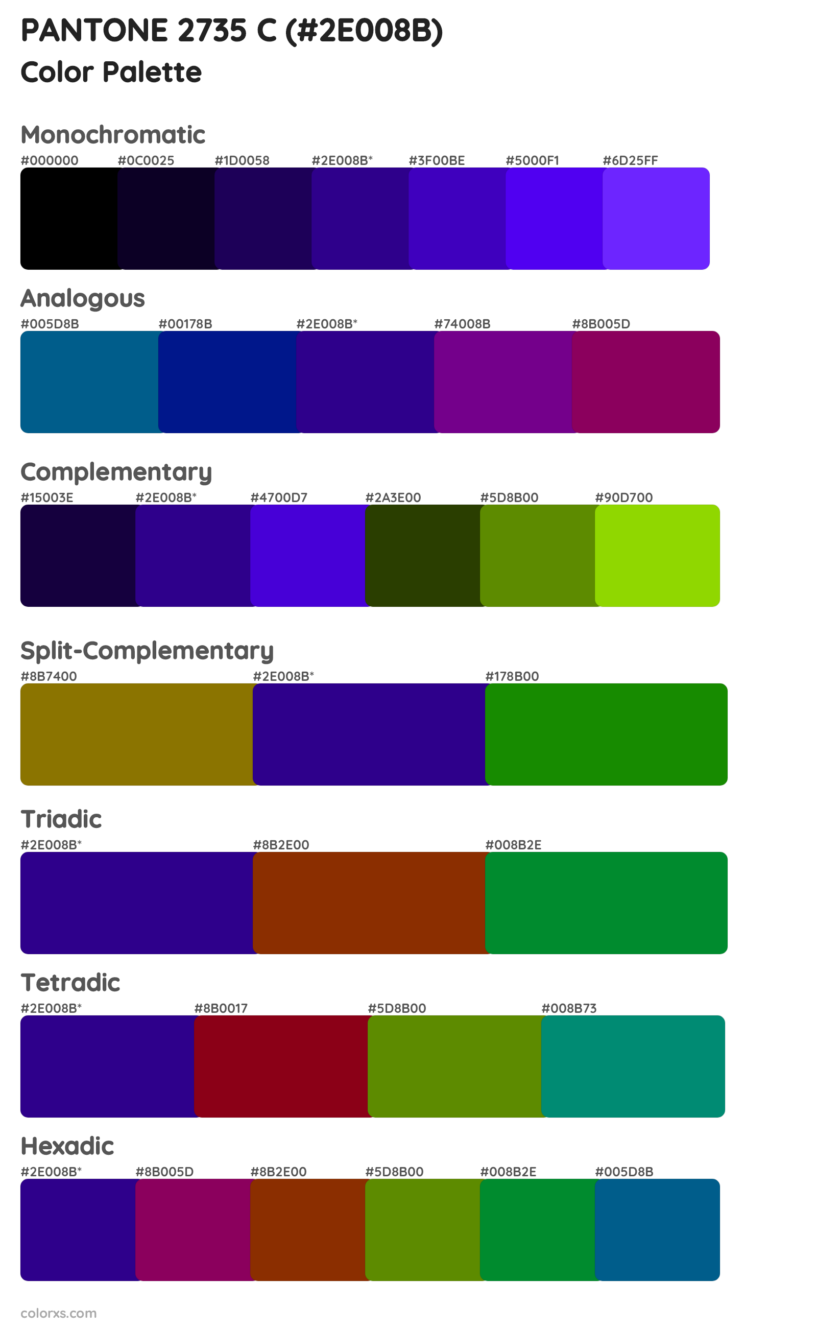 PANTONE 2735 C Color Scheme Palettes