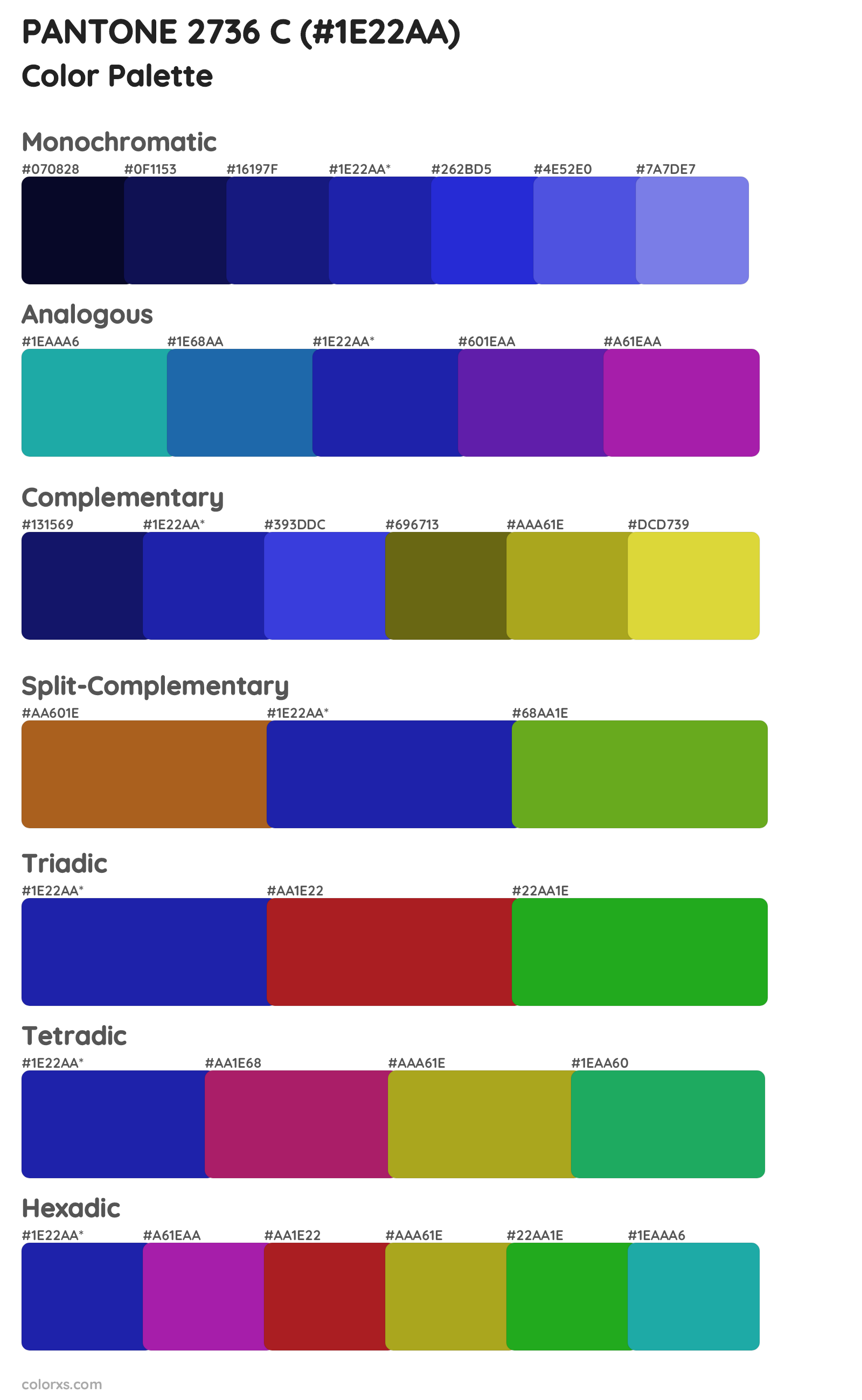 PANTONE 2736 C Color Scheme Palettes