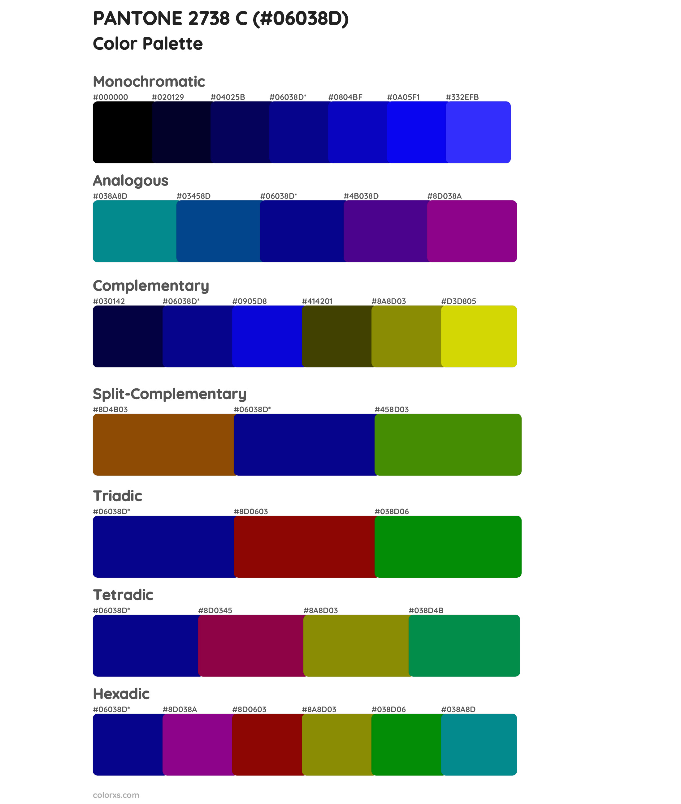 PANTONE 2738 C Color Scheme Palettes