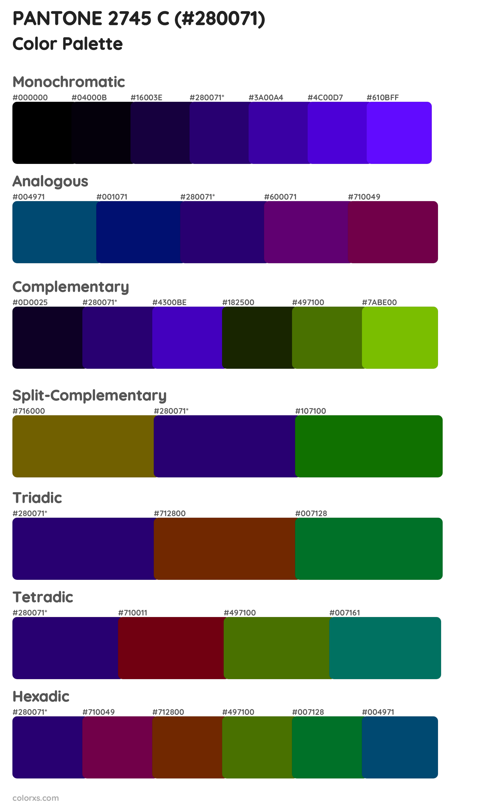 PANTONE 2745 C Color Scheme Palettes