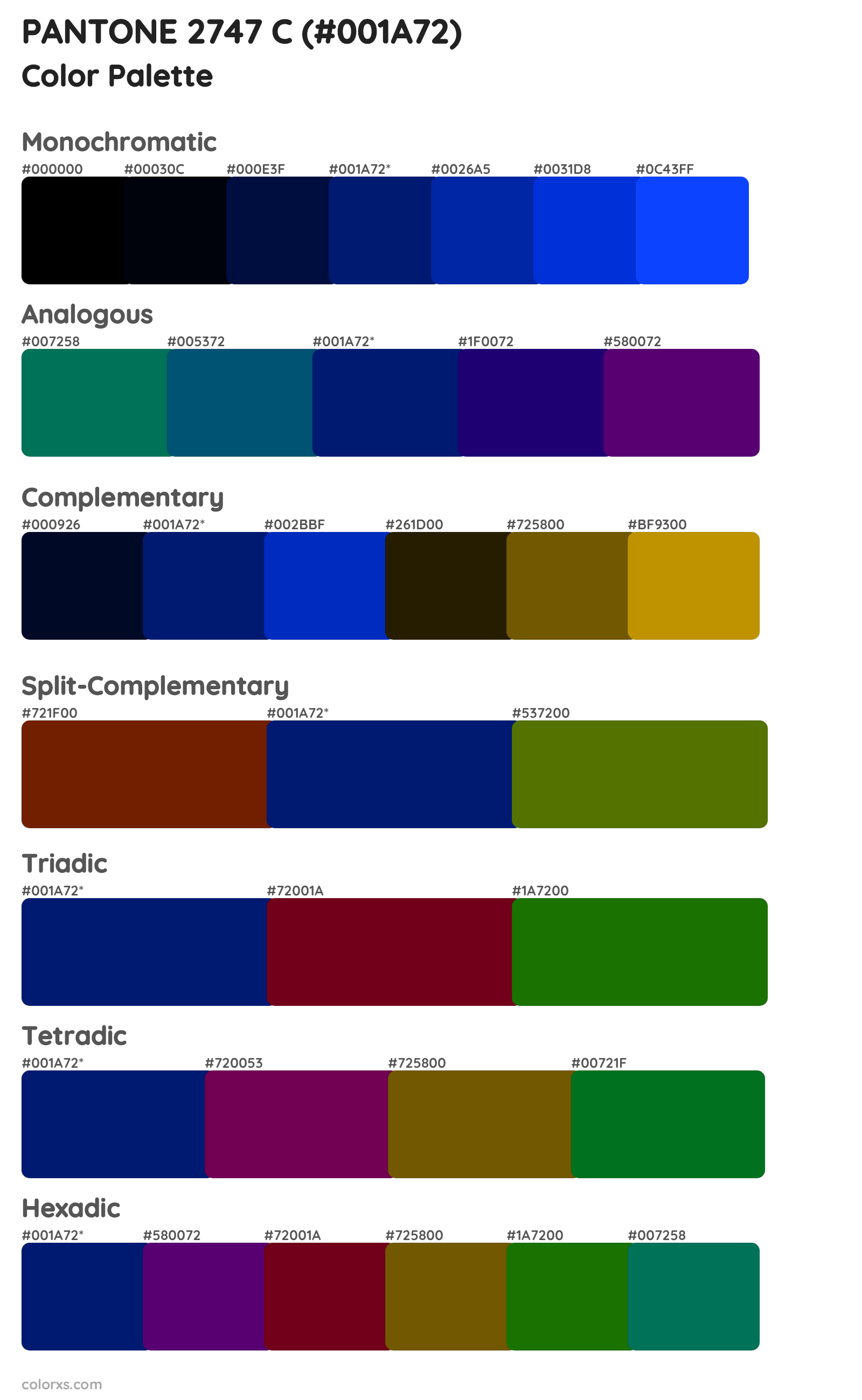 PANTONE 2747 C Color Scheme Palettes