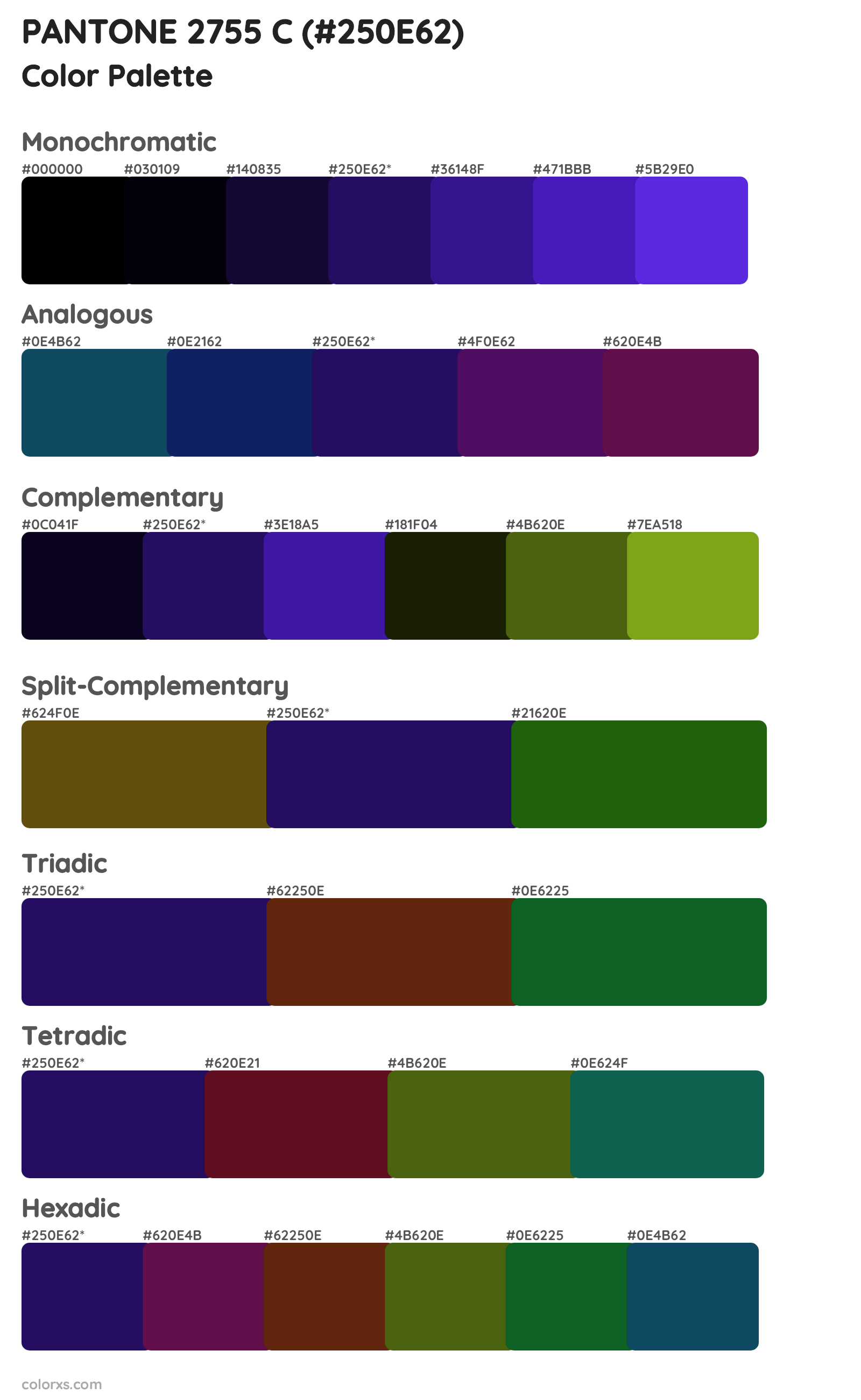 PANTONE 2755 C Color Scheme Palettes