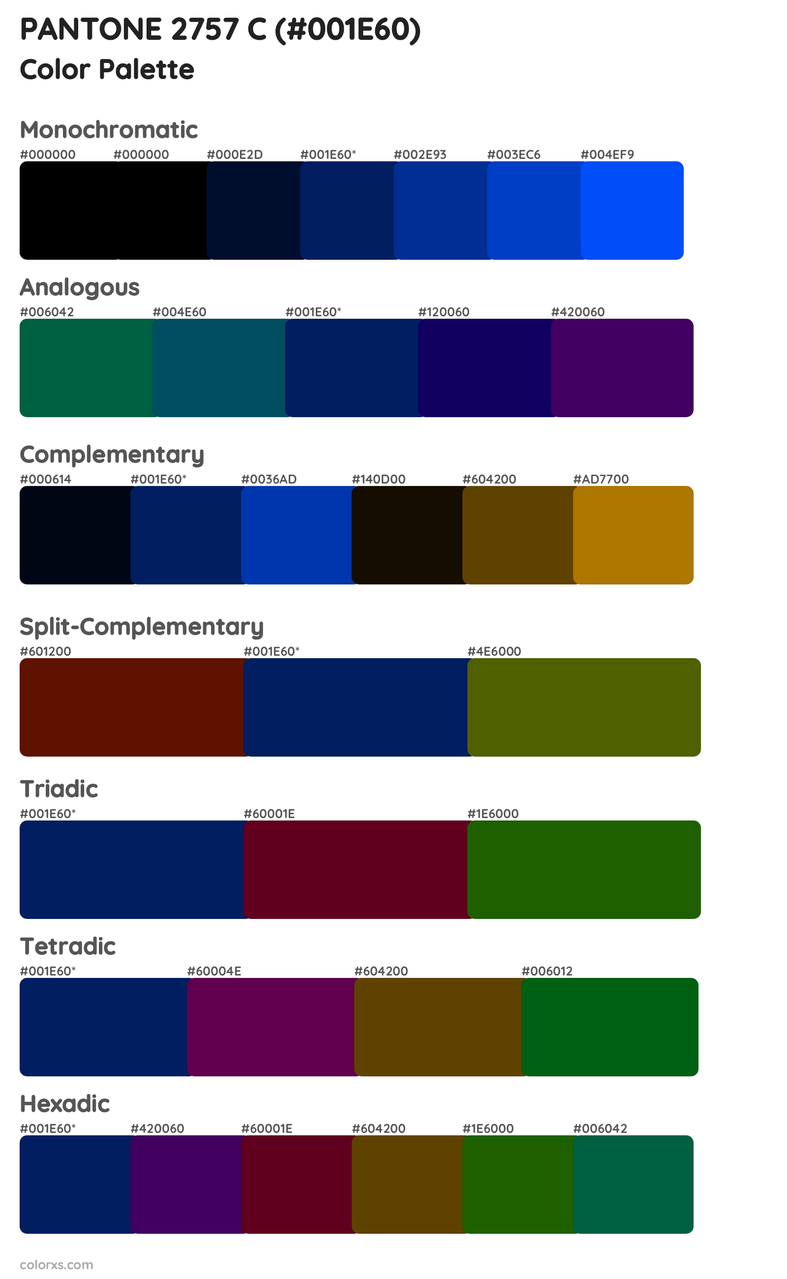 PANTONE 2757 C Color Scheme Palettes