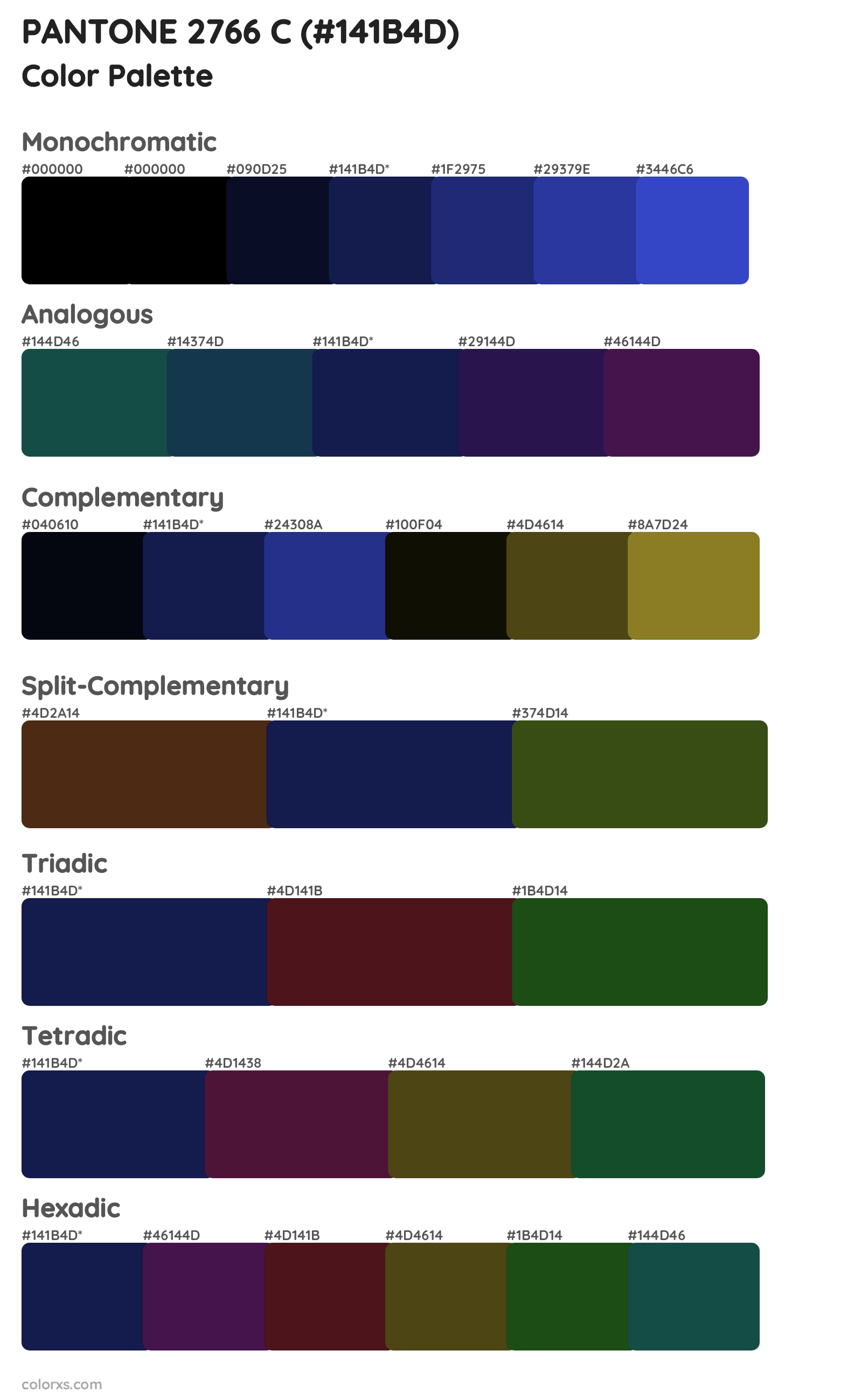 PANTONE 2766 C Color Scheme Palettes