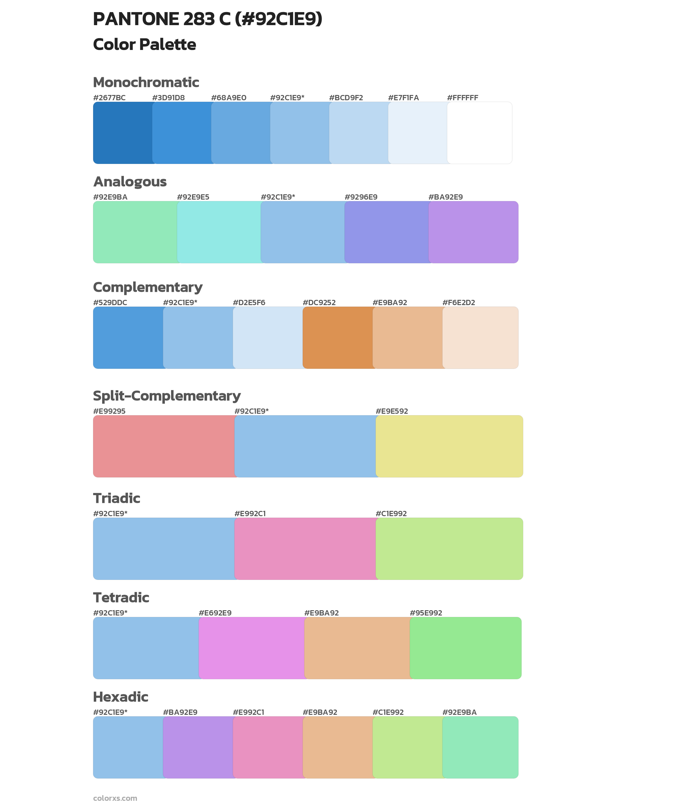 PANTONE 283 C Color Scheme Palettes