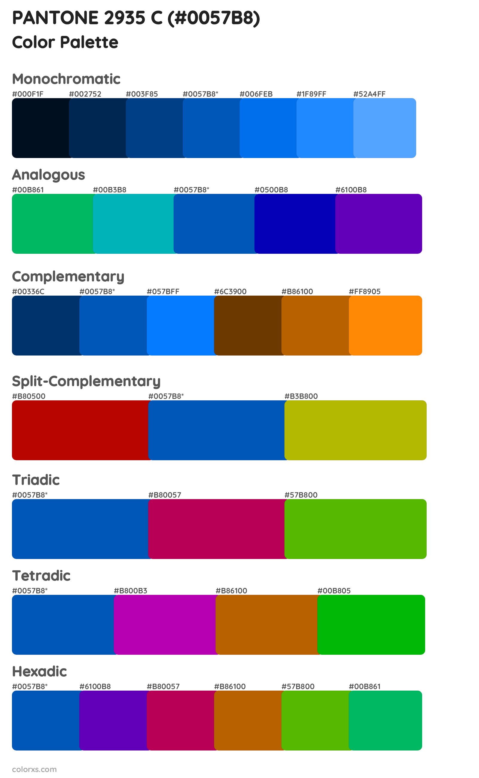 PANTONE 2935 C Color Scheme Palettes