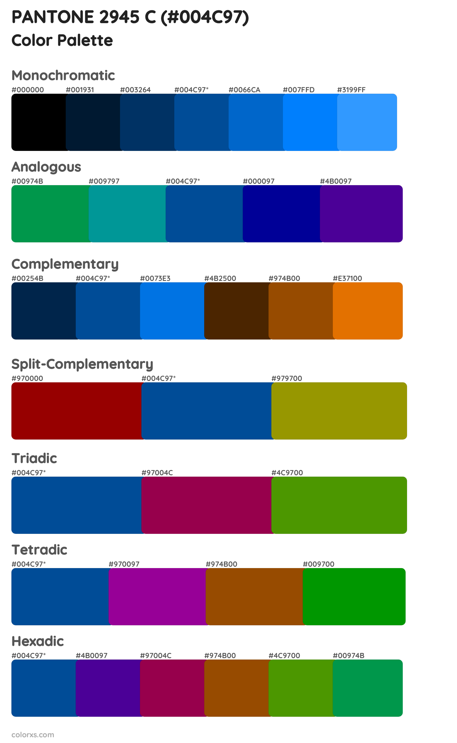 PANTONE 2945 C Color Scheme Palettes