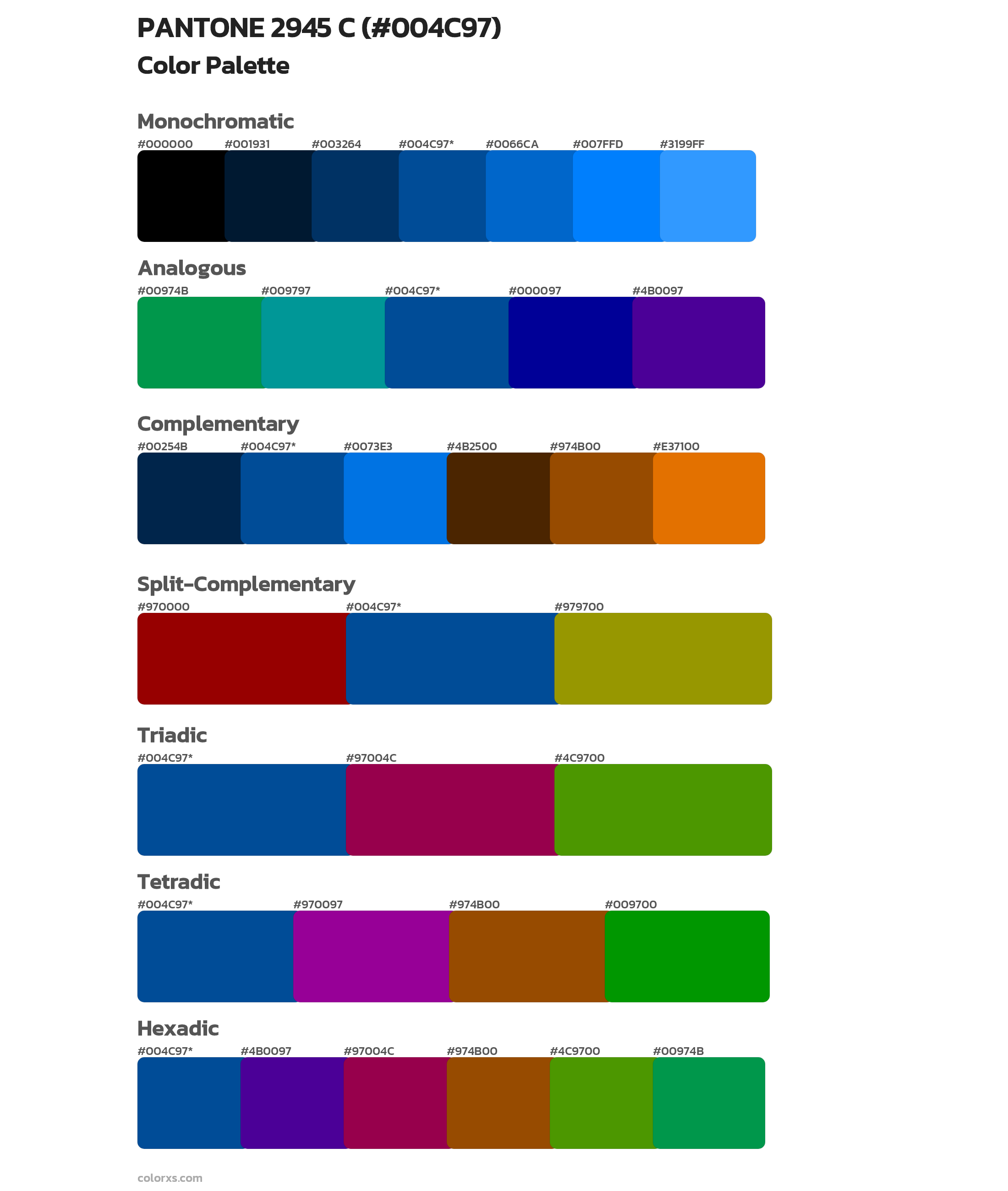 PANTONE 2945 C Color Scheme Palettes