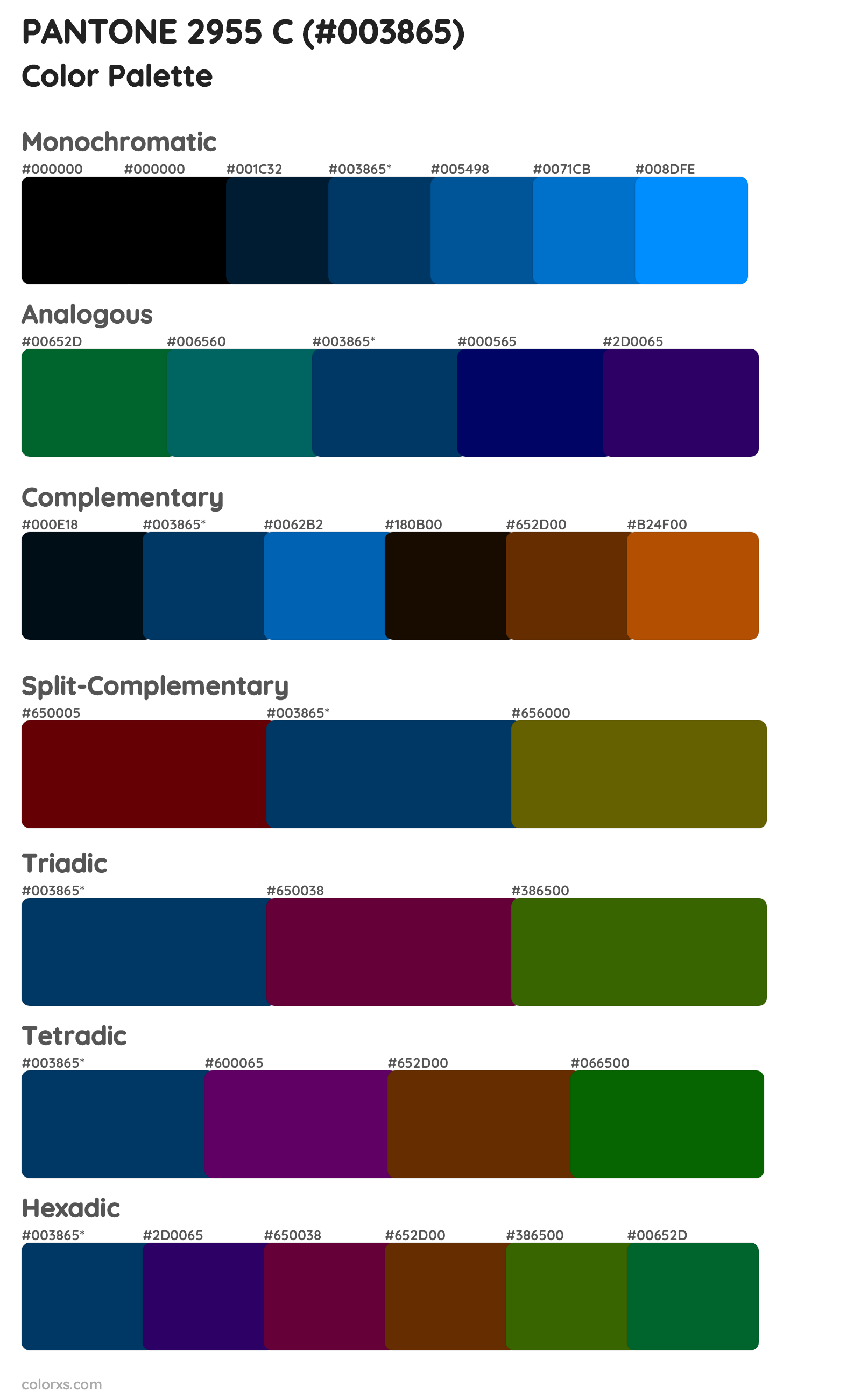 PANTONE 2955 C Color Scheme Palettes