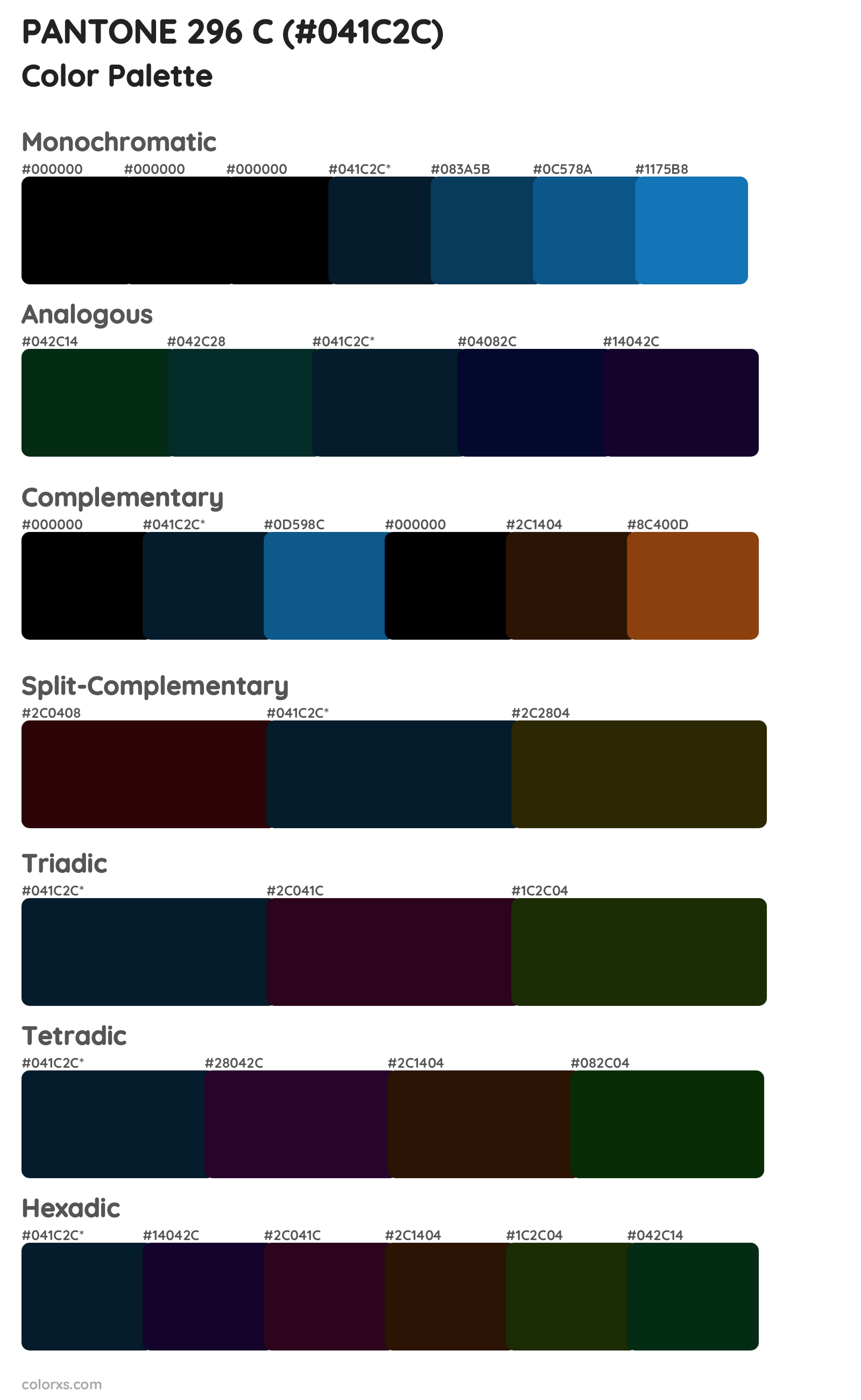 PANTONE 296 C Color Scheme Palettes