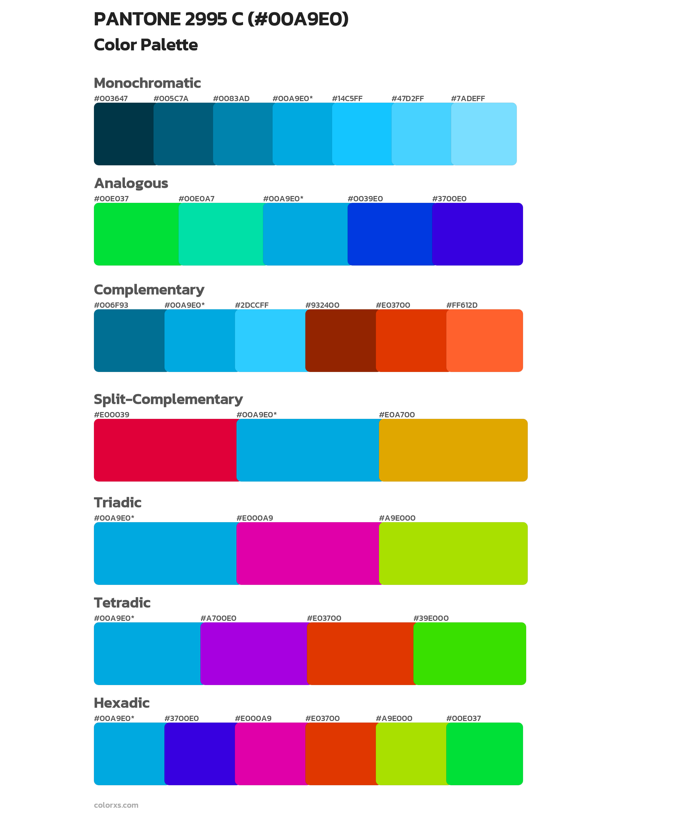 PANTONE 2995 C Color Scheme Palettes