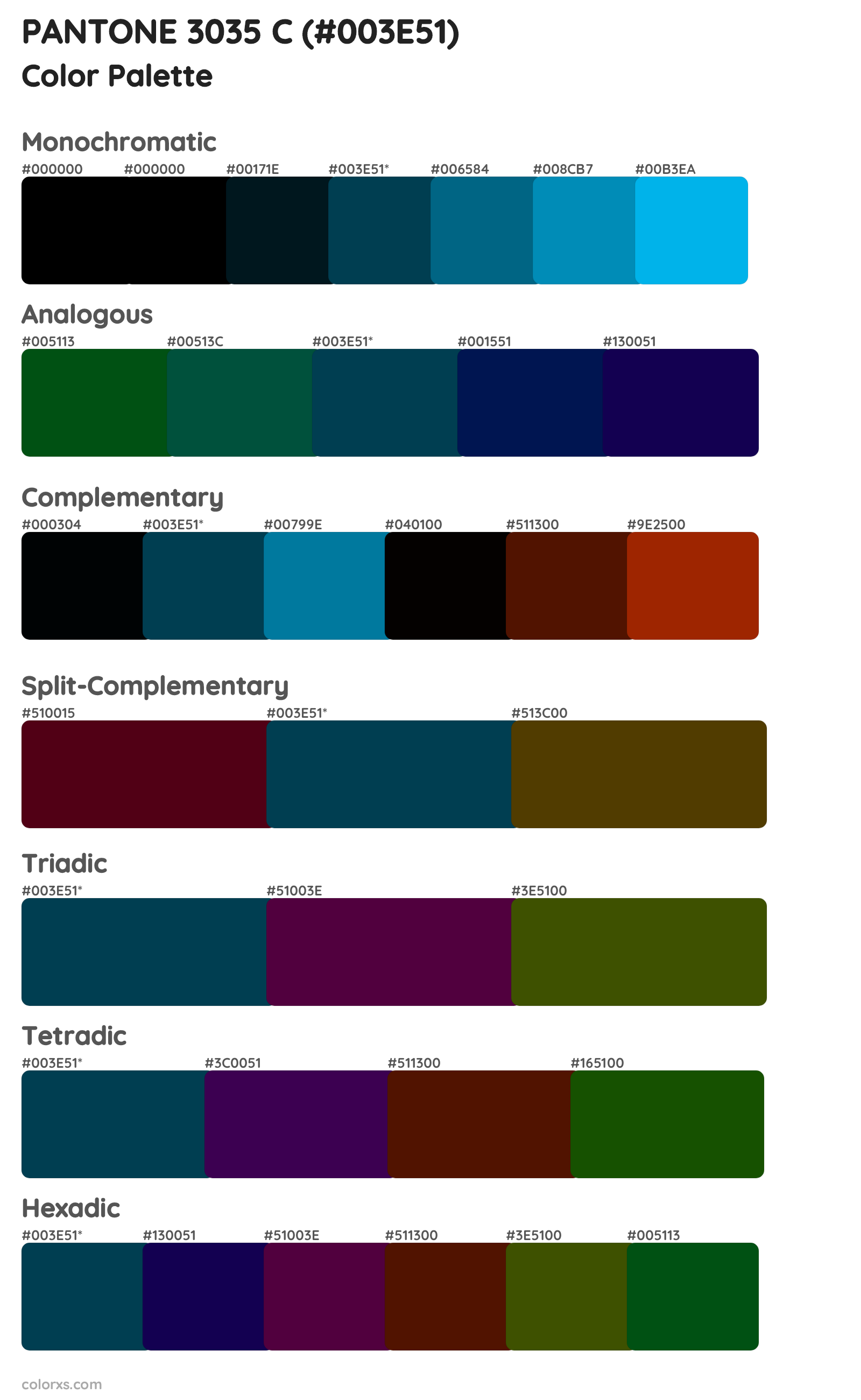 PANTONE 3035 C Color Scheme Palettes