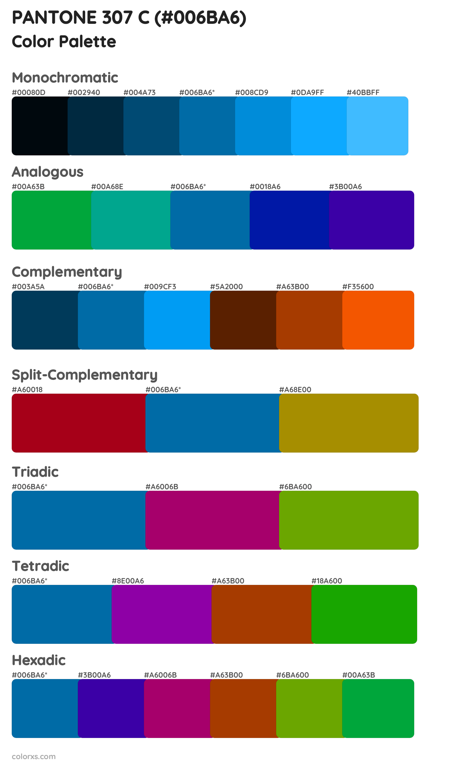 PANTONE 307 C Color Scheme Palettes