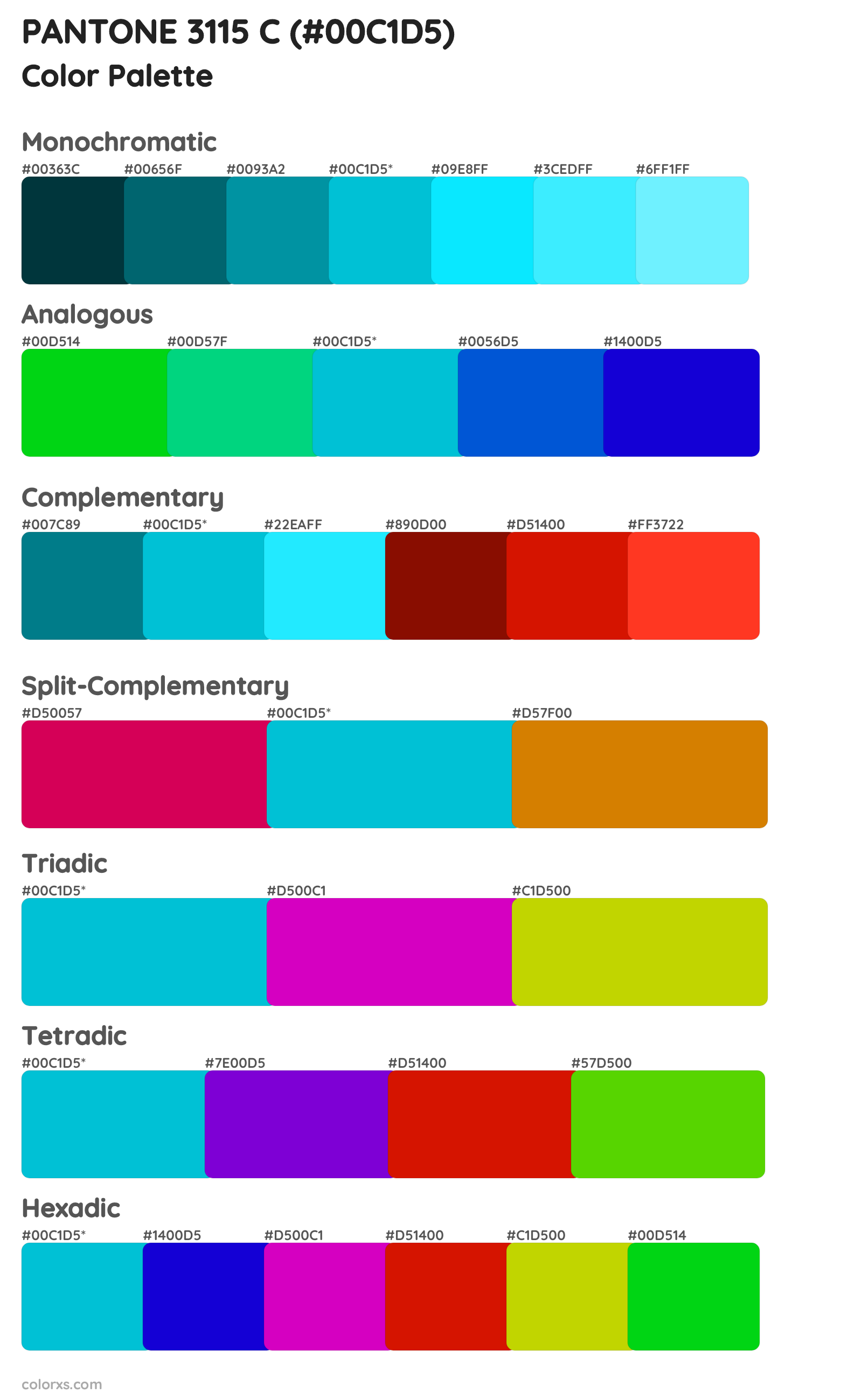 PANTONE 3115 C Color Scheme Palettes