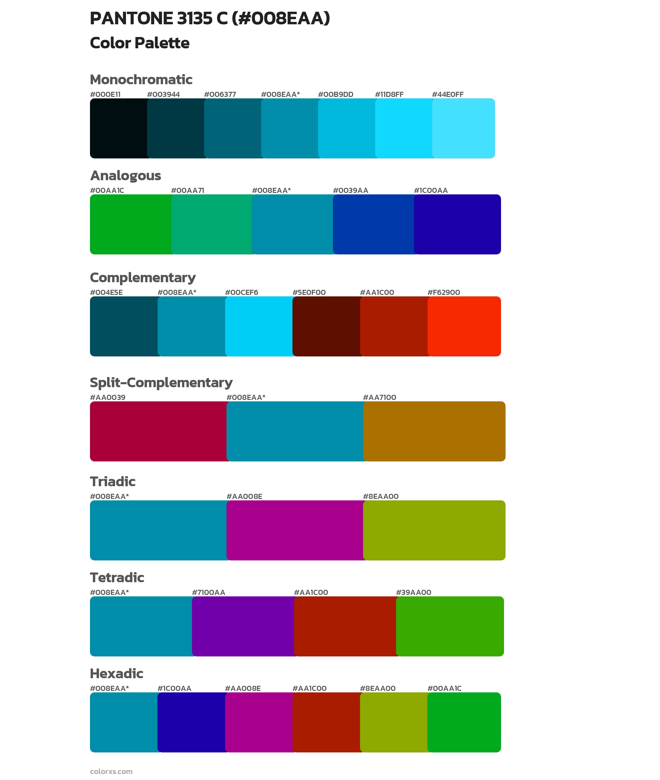 PANTONE 3135 C Color Scheme Palettes