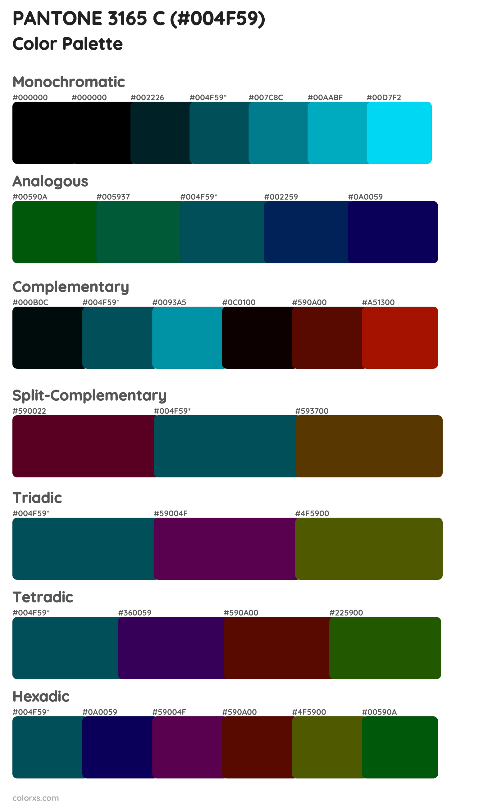 PANTONE 3165 C Color Scheme Palettes