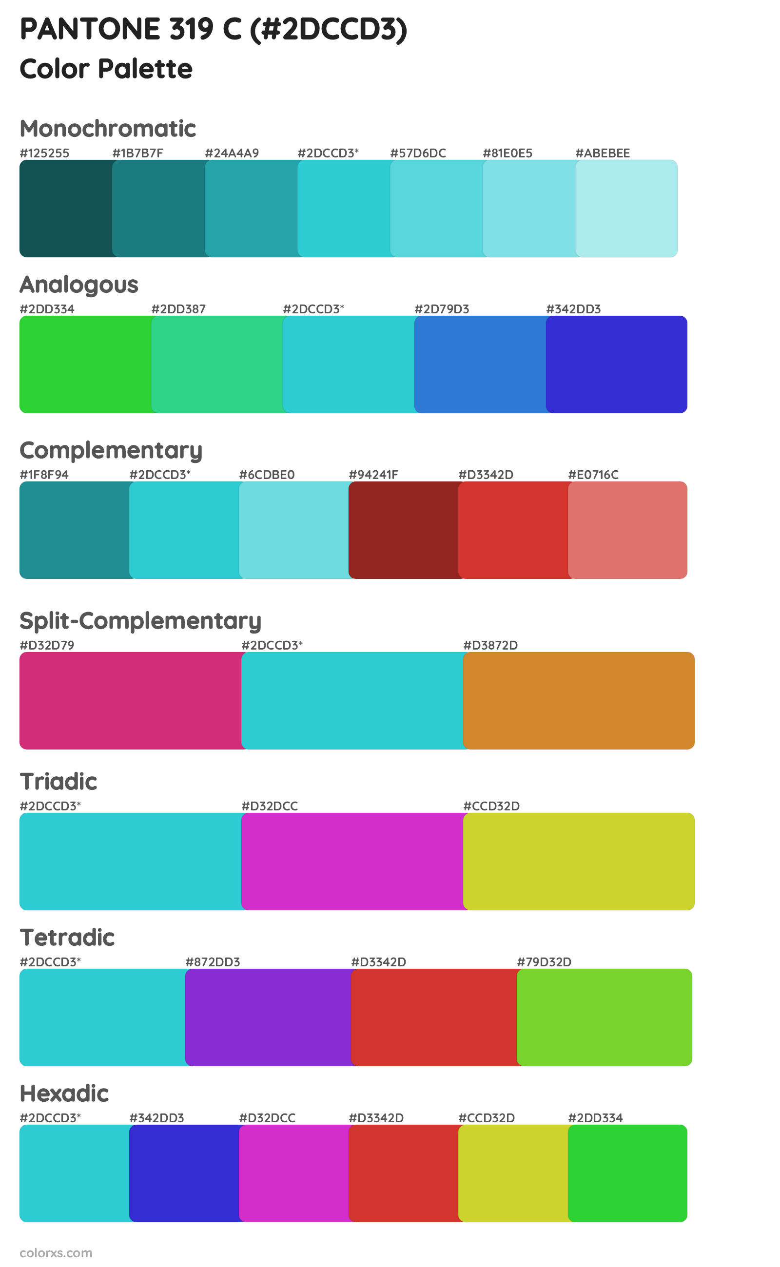 PANTONE 319 C Color Scheme Palettes