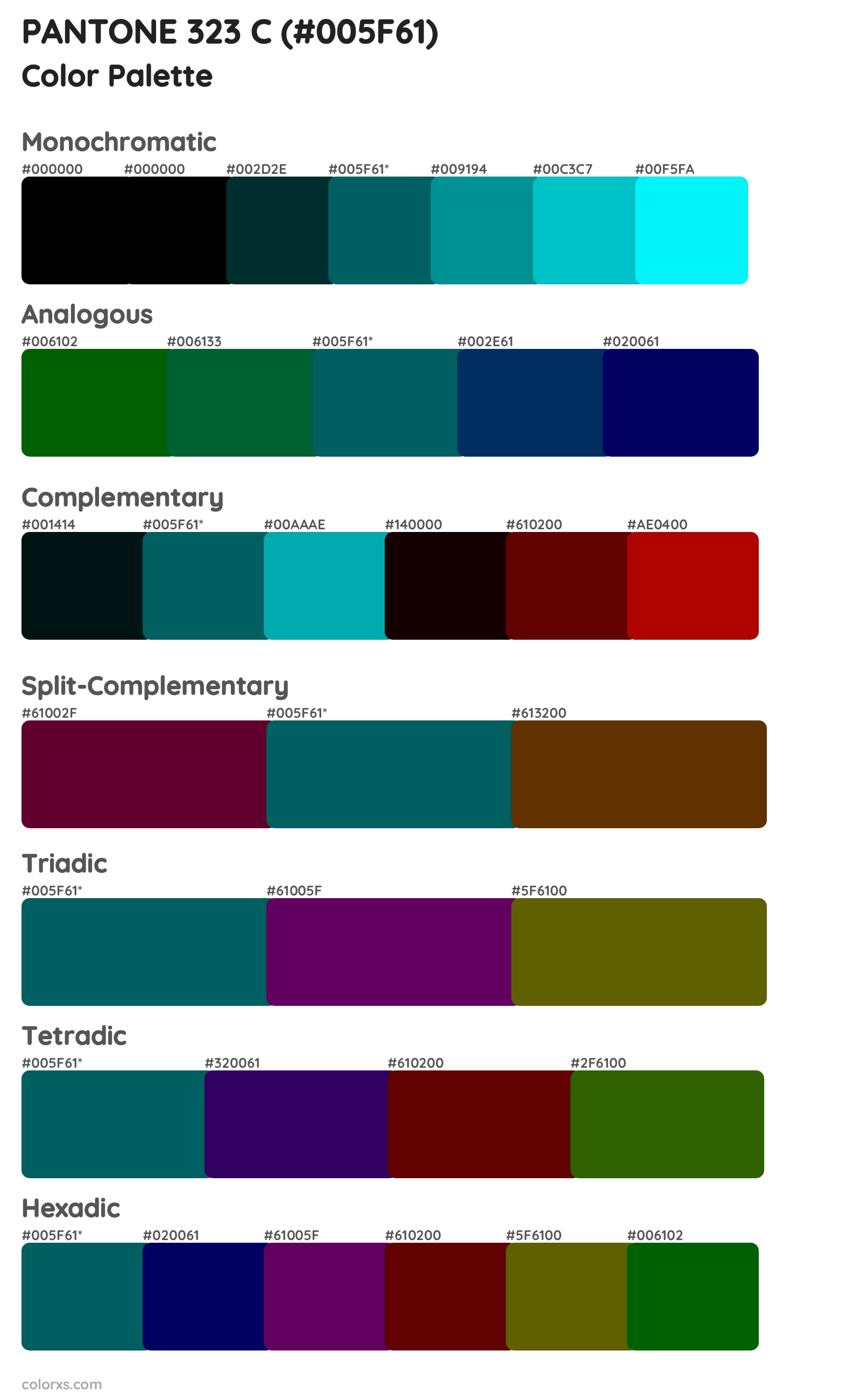 PANTONE 323 C Color Scheme Palettes