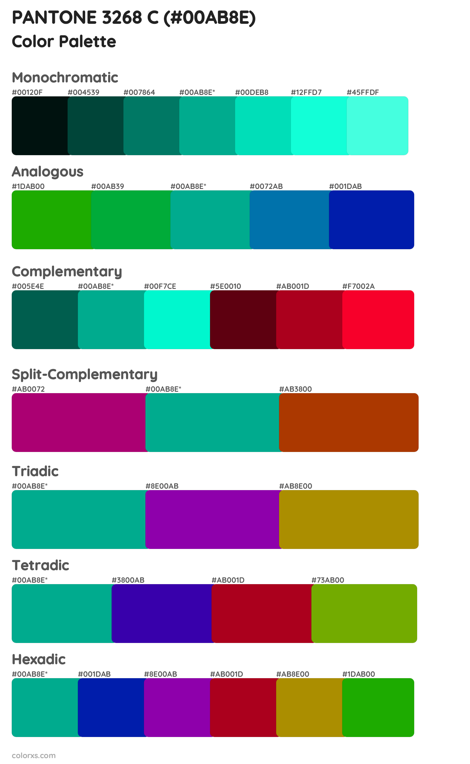 PANTONE 3268 C Color Scheme Palettes