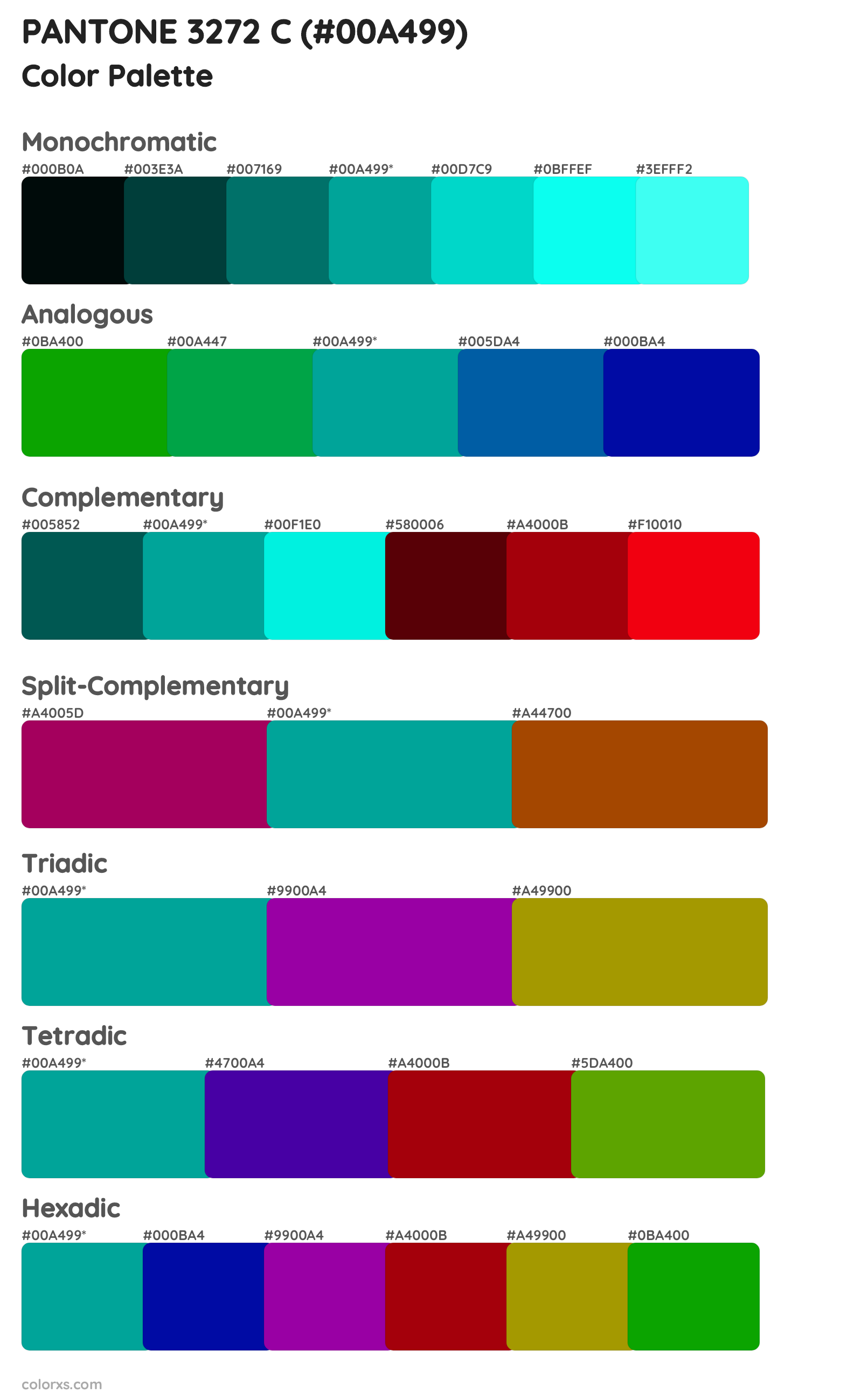 PANTONE 3272 C Color Scheme Palettes
