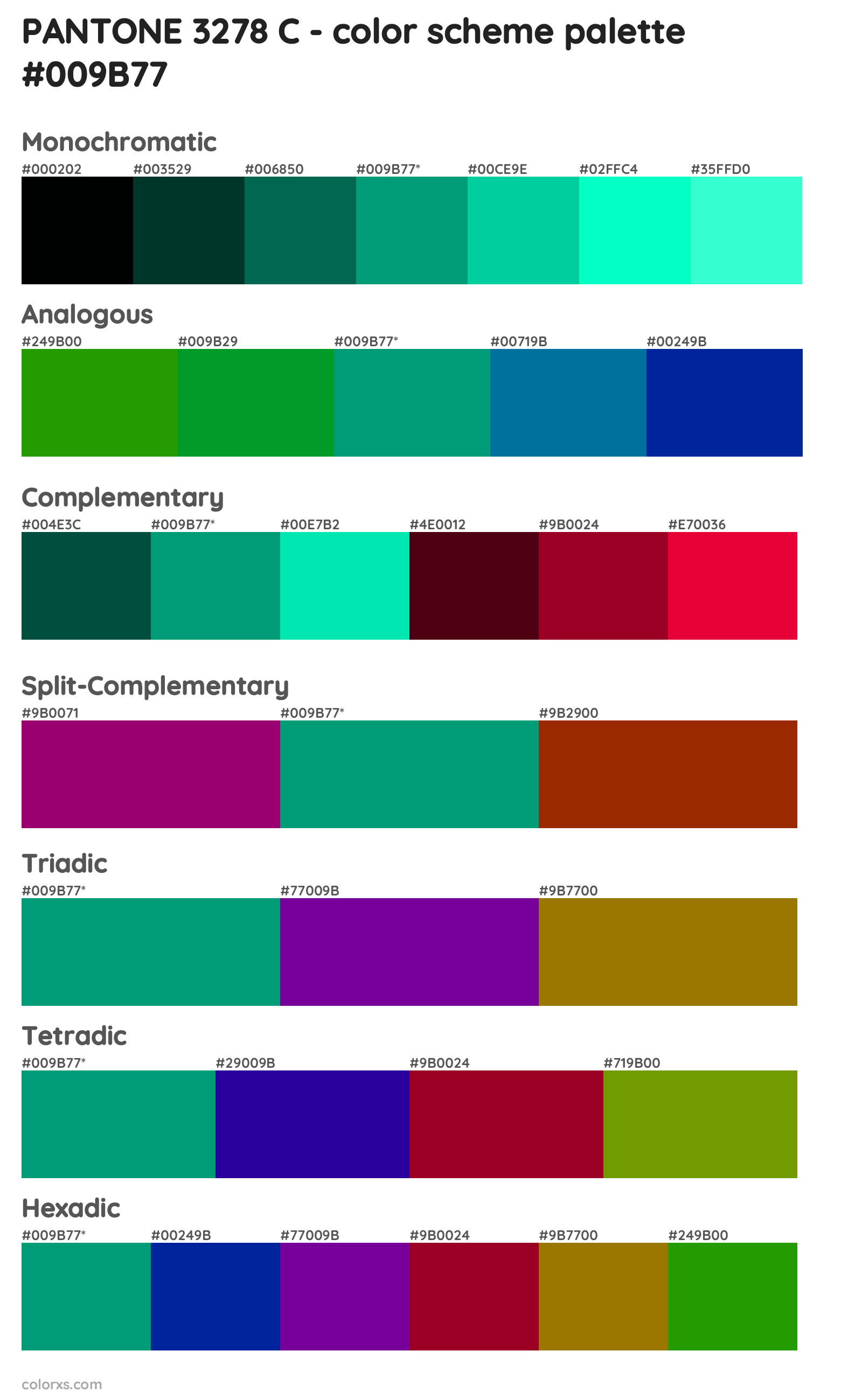 PANTONE 3278 C Color Scheme Palettes