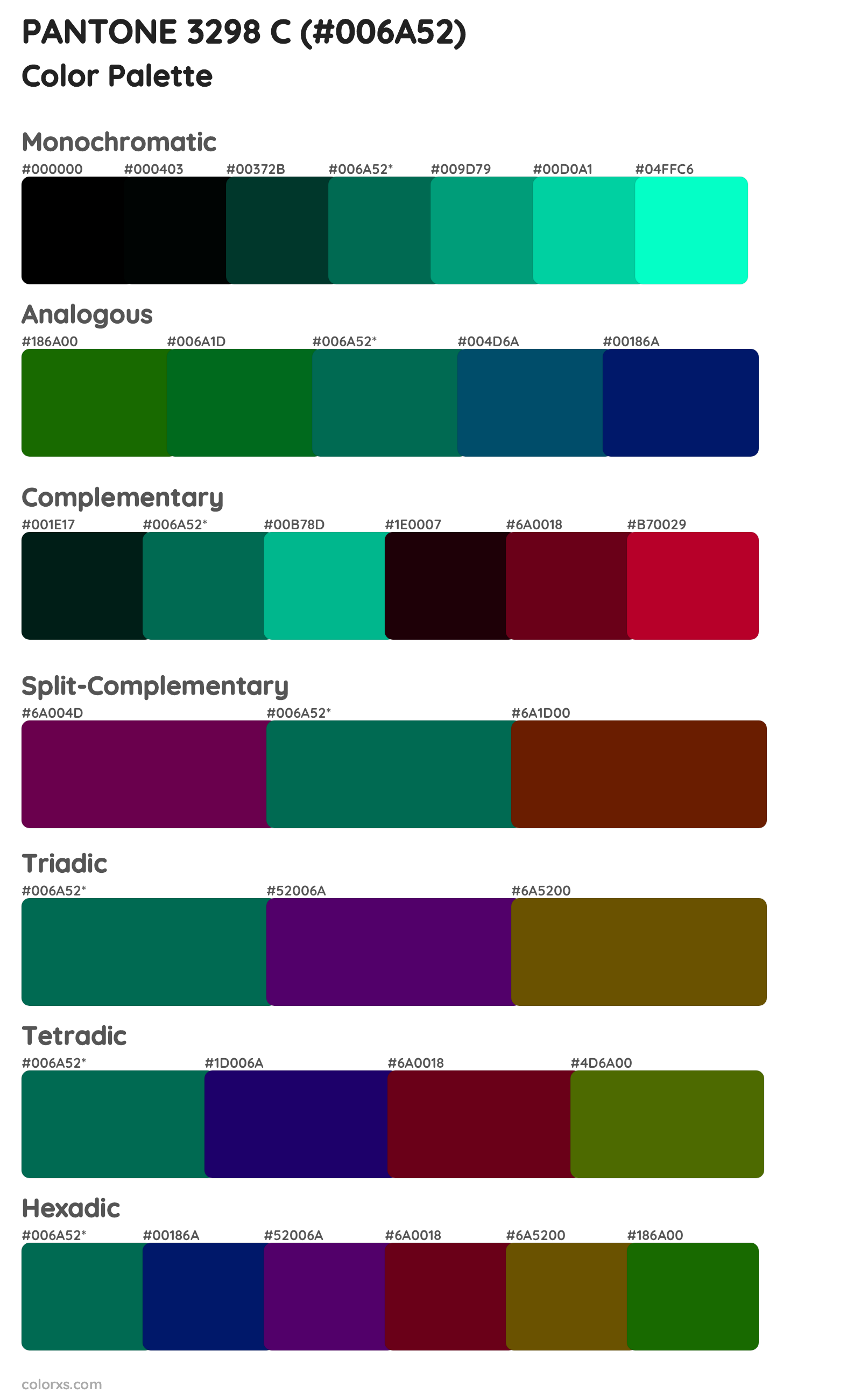 PANTONE 3298 C Color Scheme Palettes