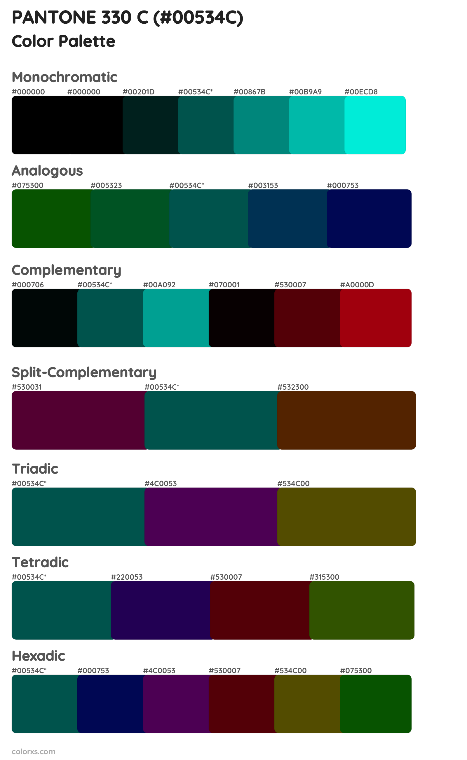 PANTONE 330 C Color Scheme Palettes