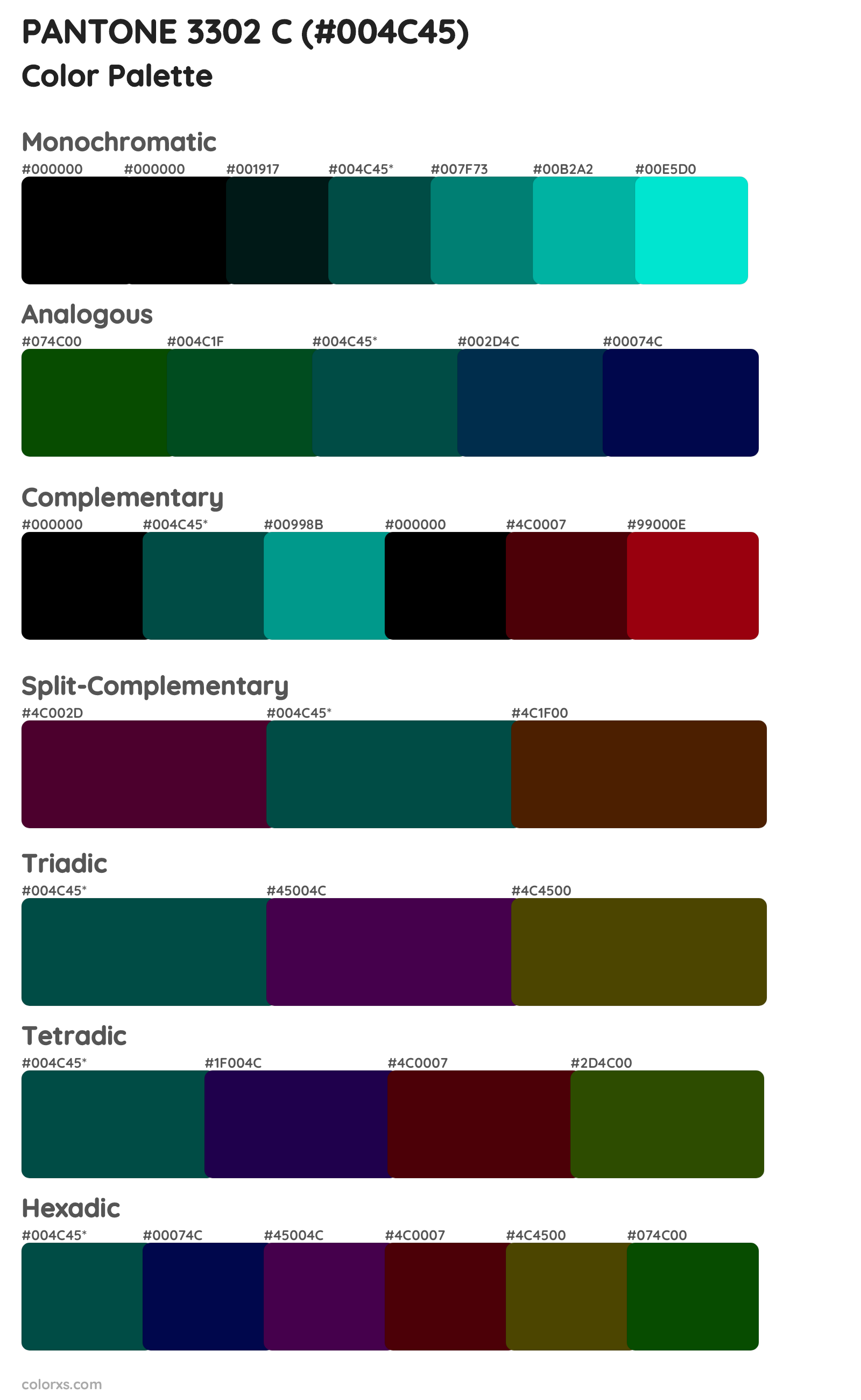 PANTONE 3302 C Color Scheme Palettes