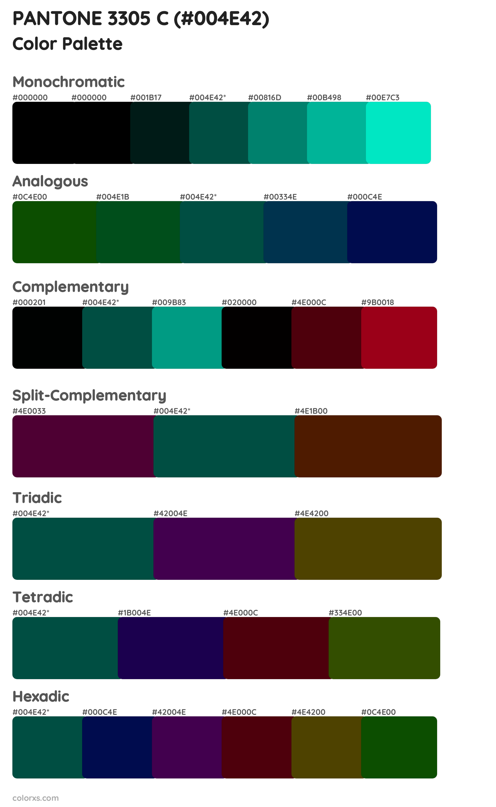 PANTONE 3305 C Color Scheme Palettes