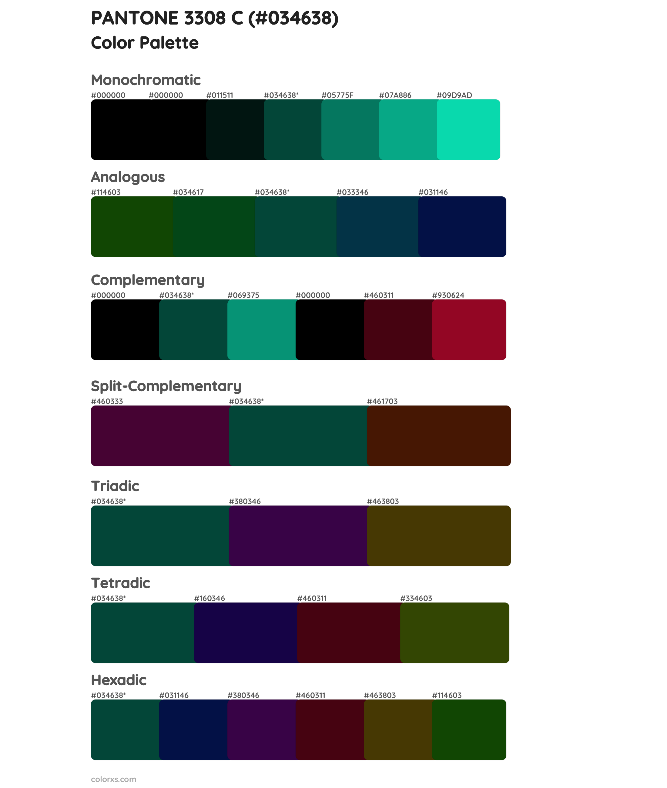 PANTONE 3308 C Color Scheme Palettes