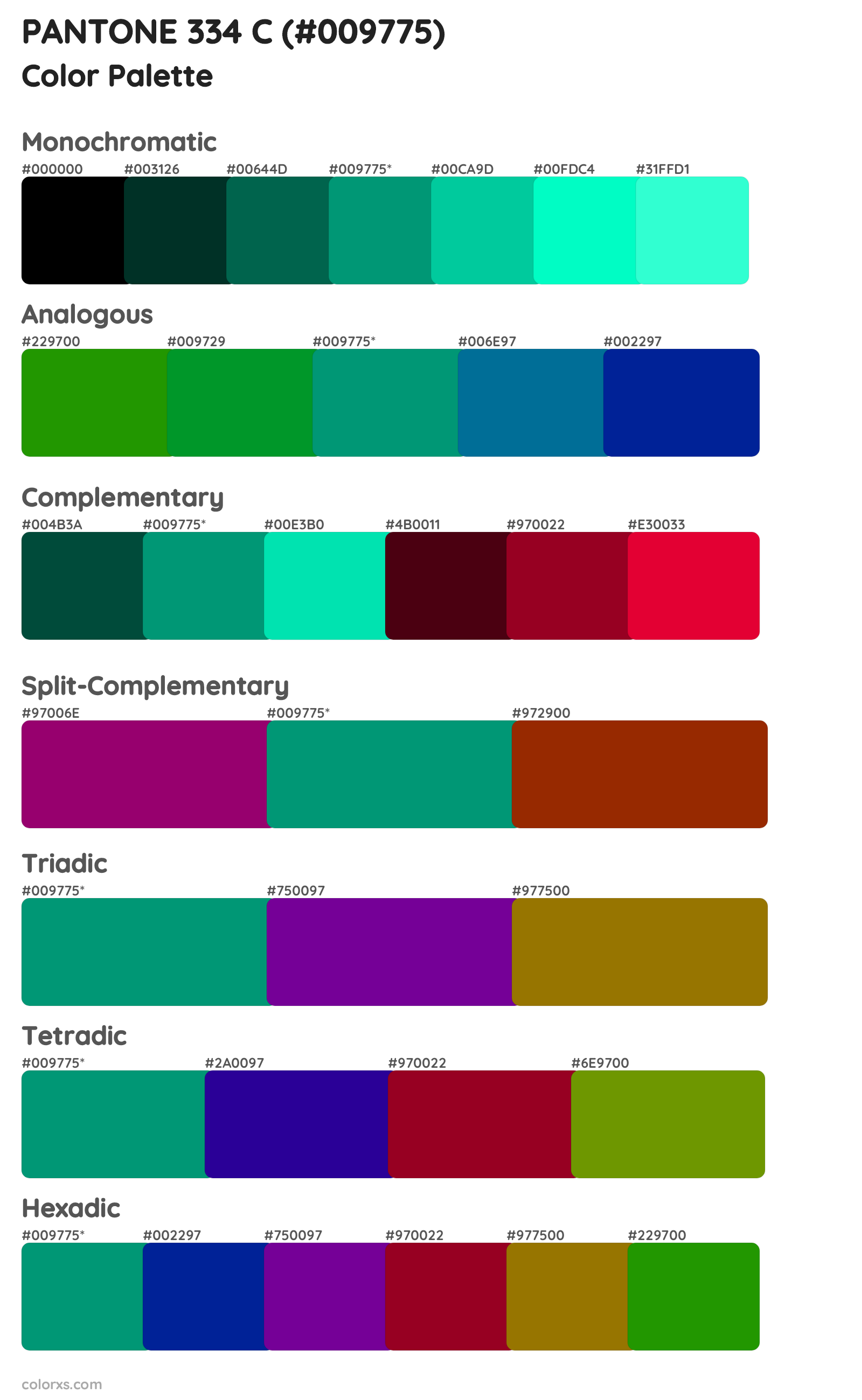PANTONE 334 C Color Scheme Palettes