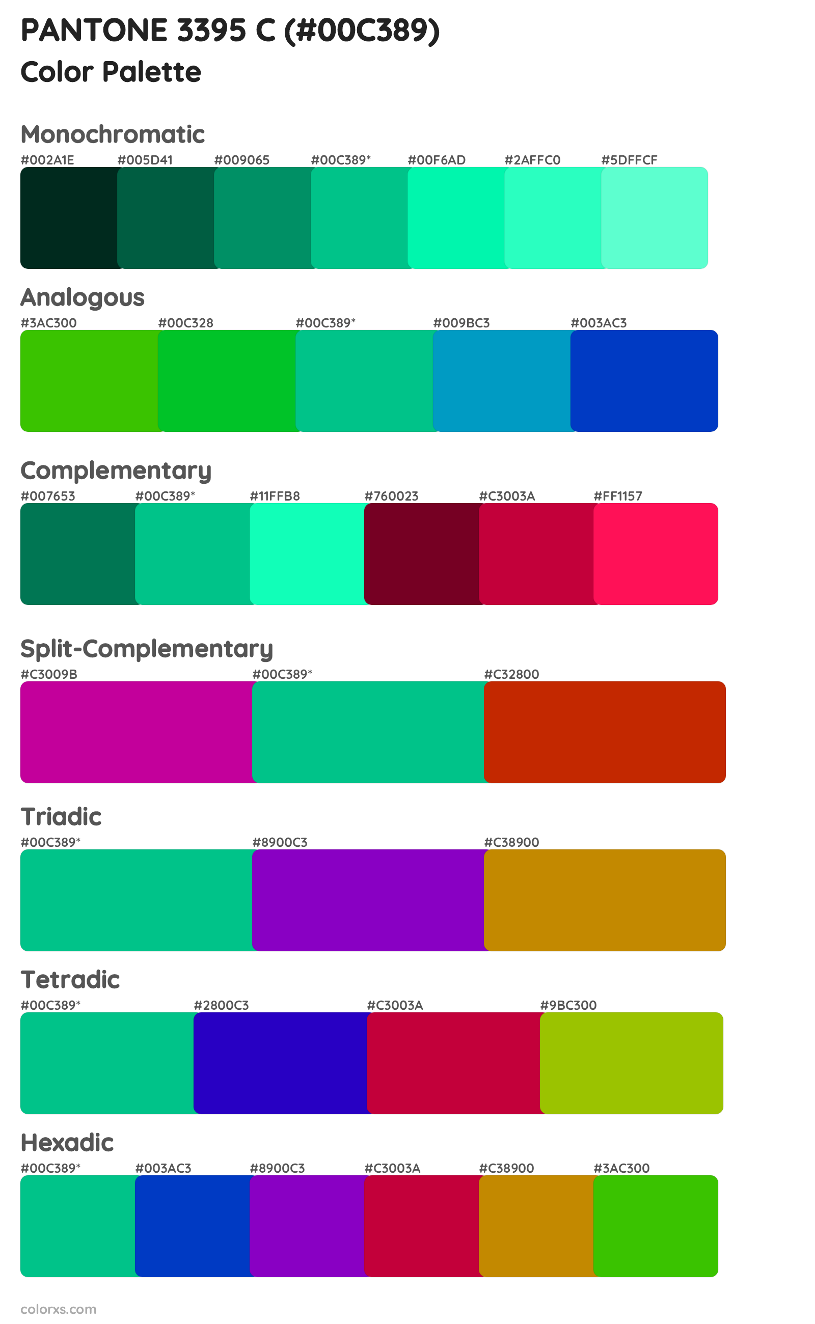 PANTONE 3395 C Color Scheme Palettes